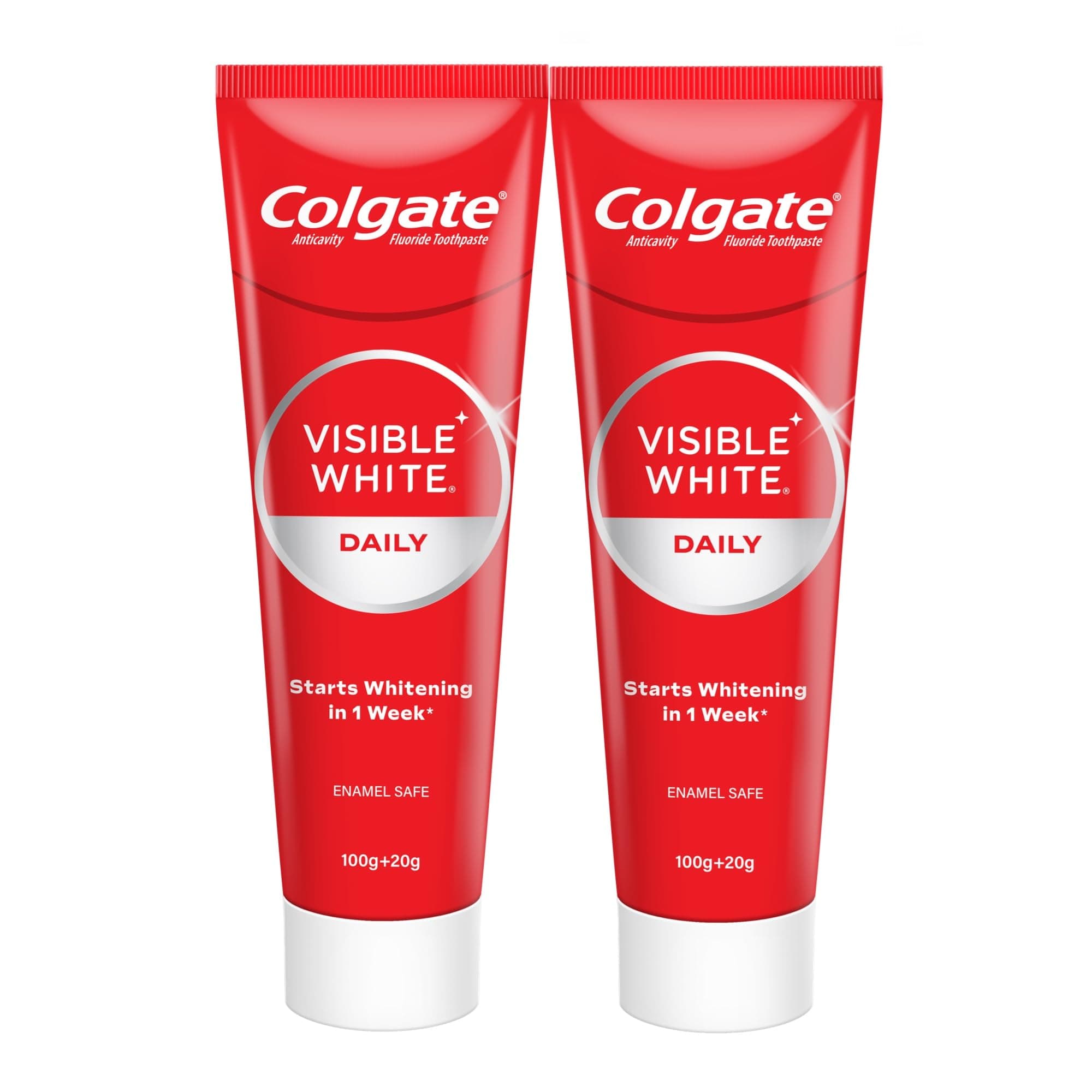 Visible White Toothpaste, Teeth Whitening Starts in 1 week, Safe on Enamel, Stain Removal Tooth Paste and Minty Flavour for Fresh Breath (200g + 40g, Combo Pack)