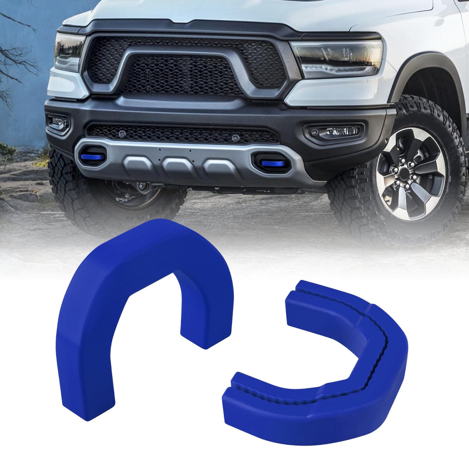 Custom Front Tow Hooks Covers Hitch Cover Blue Plastic Compatible with Dodge RAM 1500 2019-2025