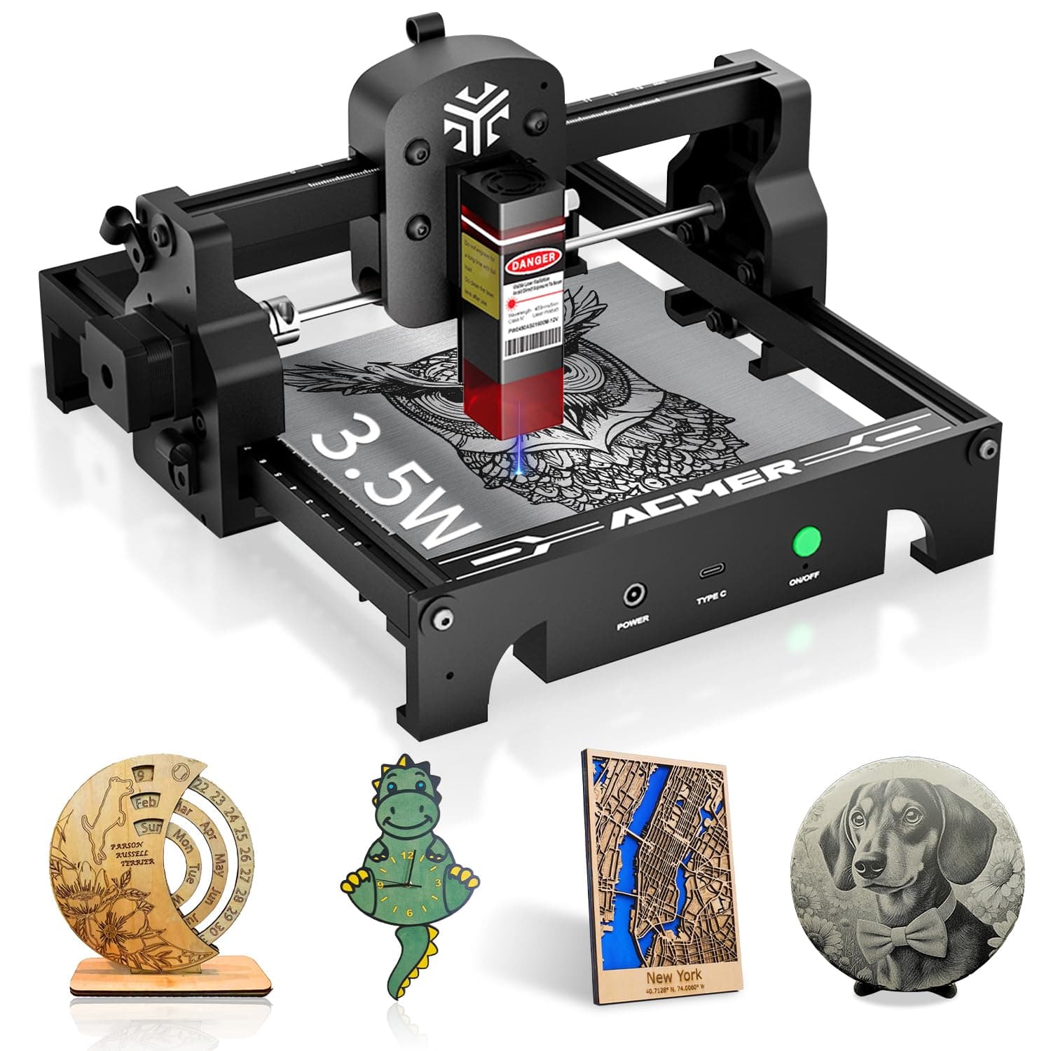 ACMER S1 Laser Engraver for Beginner Mini Laser Engraving Machine for Wood, Leather, Plastic, Laser Class4 (Black, S1 3500mW)