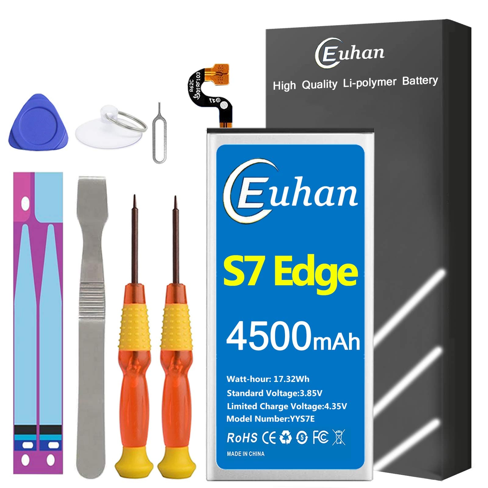 Galaxy S7 Edge Battery, [Upgraded] Euhan 4500mAh Li-Polymer EB-BG935ABE Replacement Battery for Samsung Galaxy S7 Edge SM-G935 G935V, G935T,G935A,G935P with Repair Tools Kit [24 Month Service]