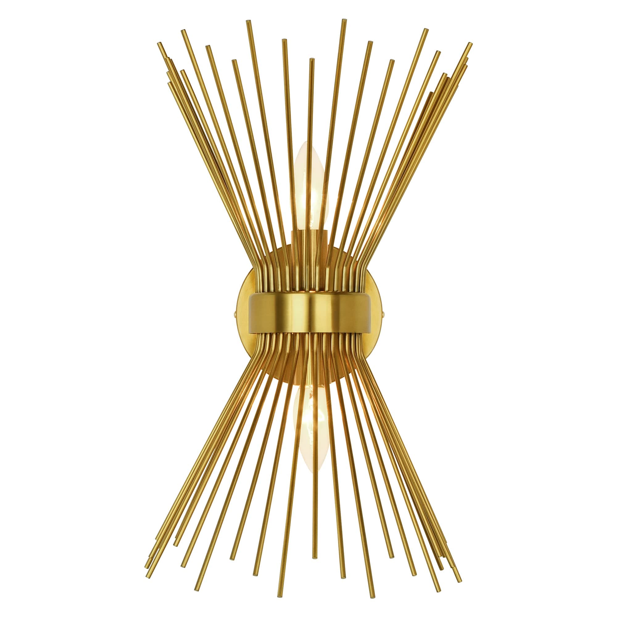 Antique Brass Wall Sconce Light, 2 Light Modern Mid Century Brass Wall Sconce, Hardwired Wall Light Brass for Bedroom, Living Room - Pack of 1