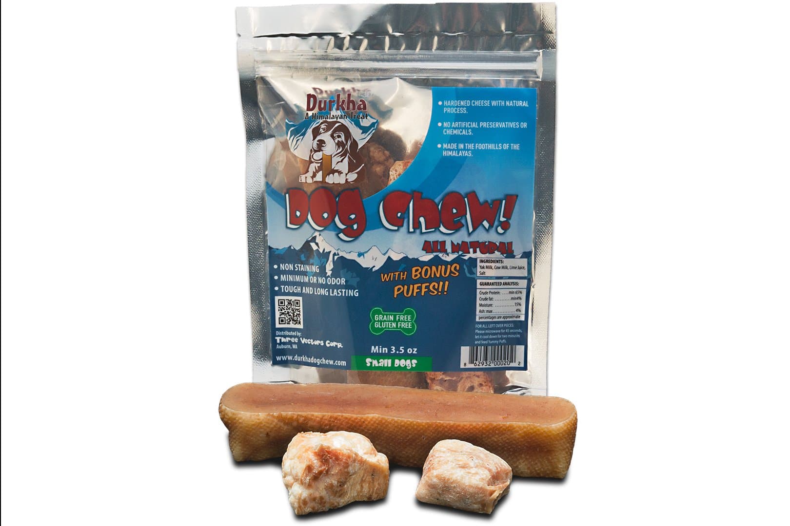 Three Vectors 3.5 Oz Durkha Dog Chew (1 Pack), Small