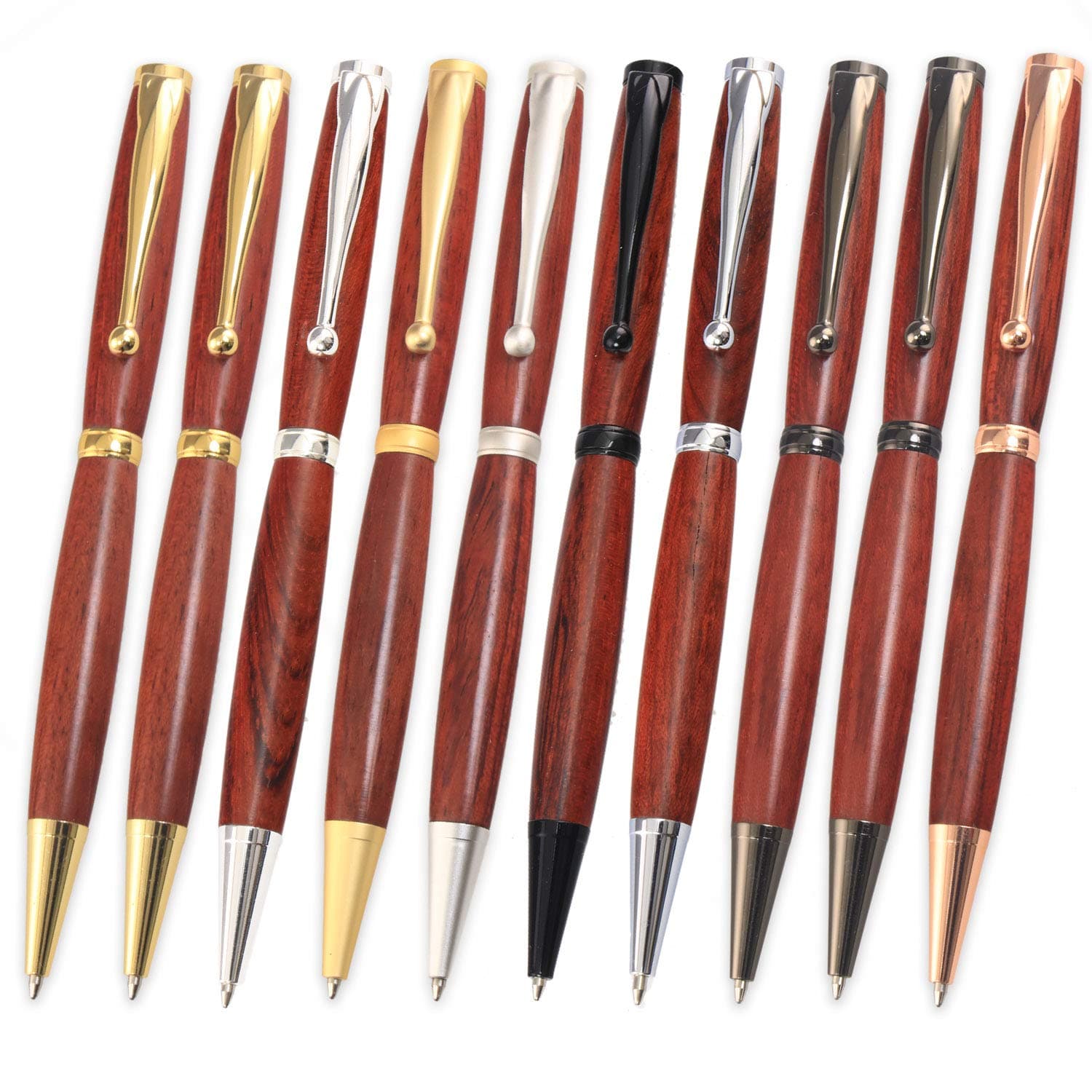 Legacy Woodturning, Fancy Pen Kit - Variety, 10 Pack, Includes 2 Gold, 2 Gun Metal, 1 each of Satin Gold, Satin Silver, Silver, Black Chrome, Chrome, Copper