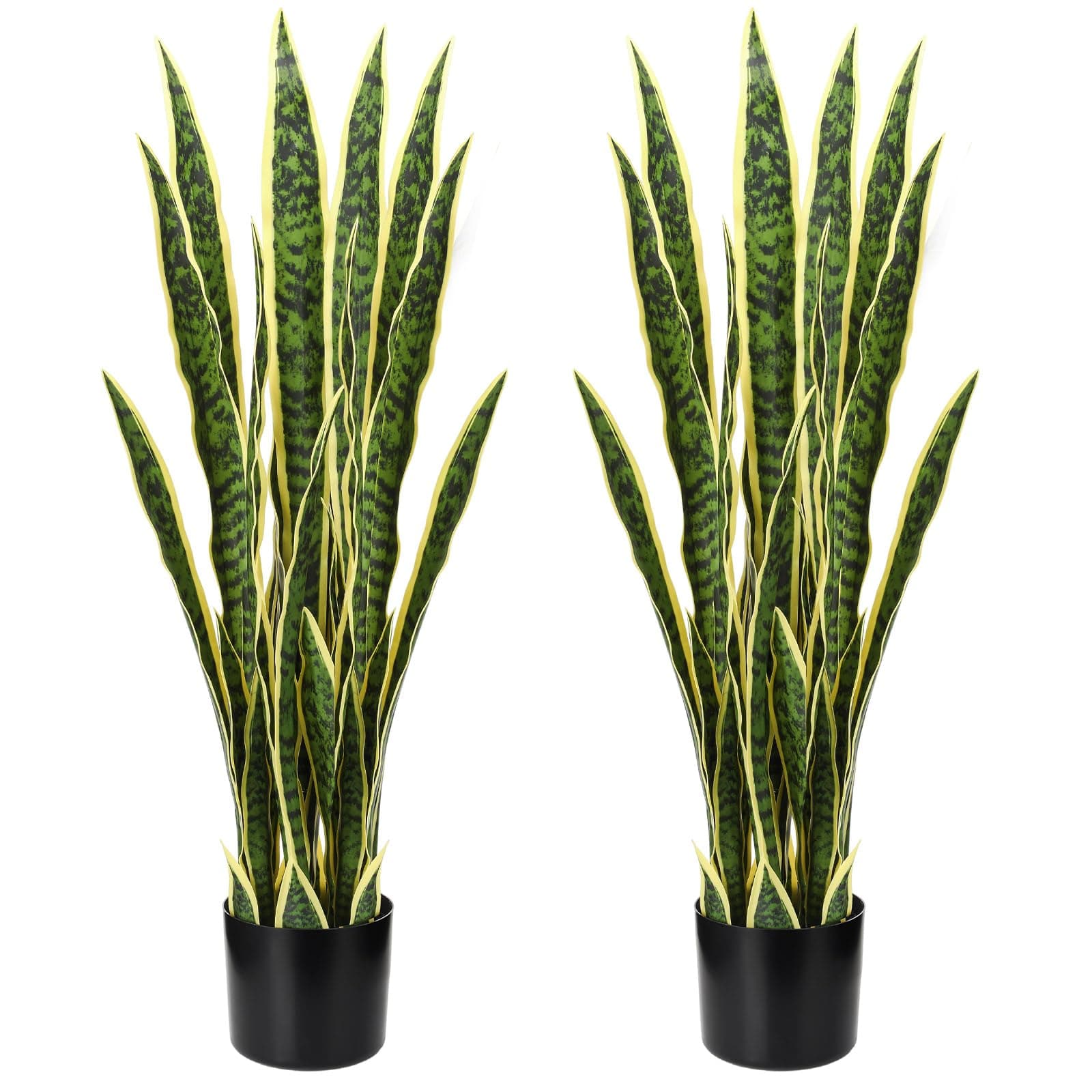 Crowye 2 Pack 3.15 Ft Tall Artificial Snake Plant Faux Sansevieria Plant Large Fake Snake Bulk in Pot for Home Office Housewarming Gift