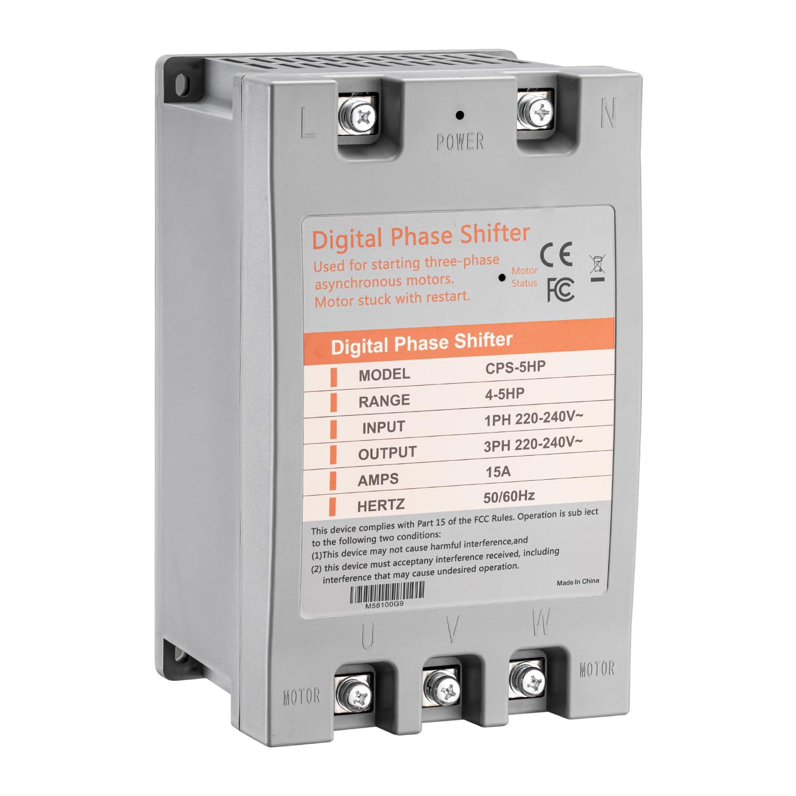 - Single Phase to 3 Phase Converter，5HP 220V 3 Phase Converter，220V-240V Input/Output Digital Phase Shift for 5HP Motor