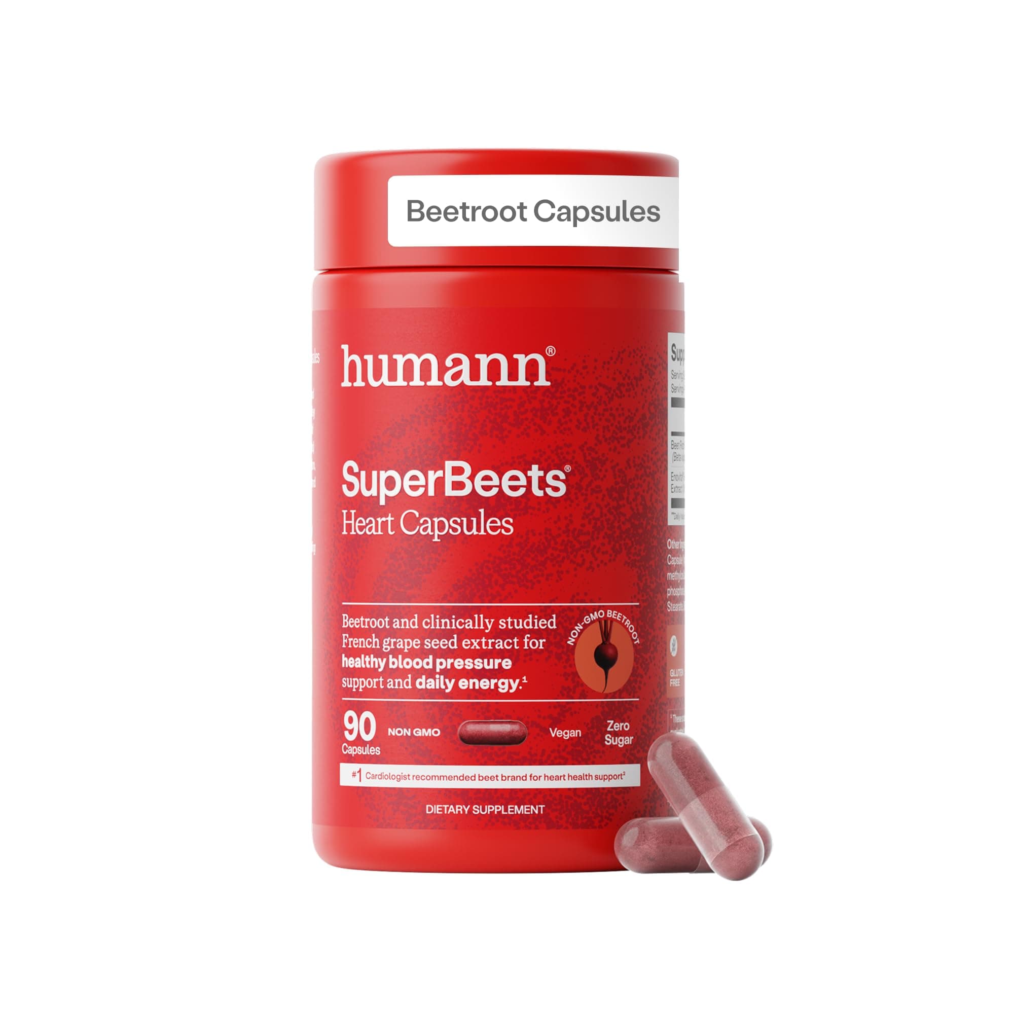 SuperBeets Beet Root Capsules Quick Release 1000mg, Helps Support Nitric Oxide Production, Blood Pressure, Heart Health, Contains Non-GMO Beetroot Powder, Studied Antioxidants 90 Count