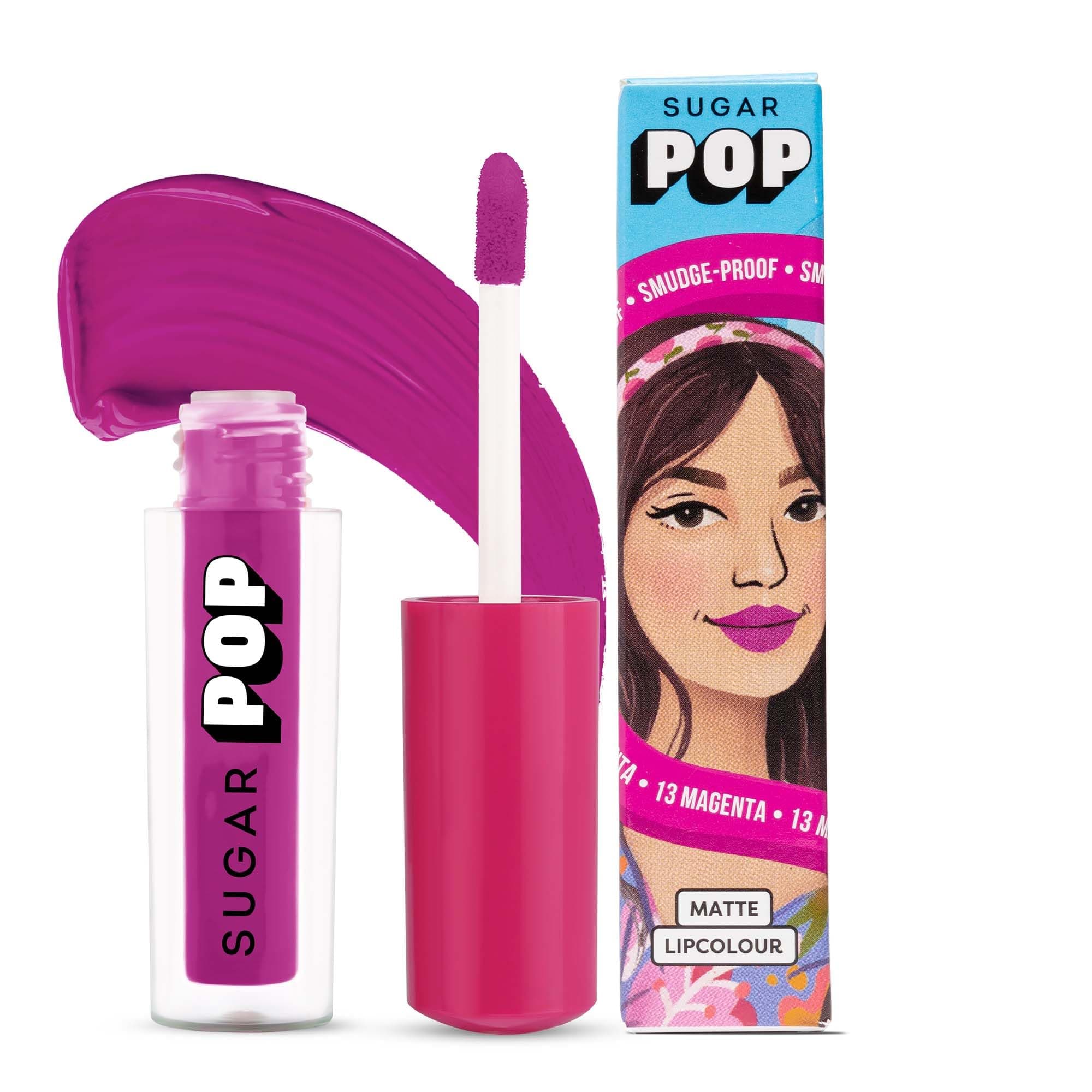SUGAR POP Matte Lipcolour | Vitamin E | Super-Pigmented | Smudge-proof | 1.6 ml - 13 Magenta