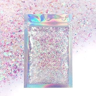Electric Bliss Beauty (Pink & White) - 10 Grammes - Iridescent Cosmetic Glitter - Festival Rave Makeup Face Body Nail