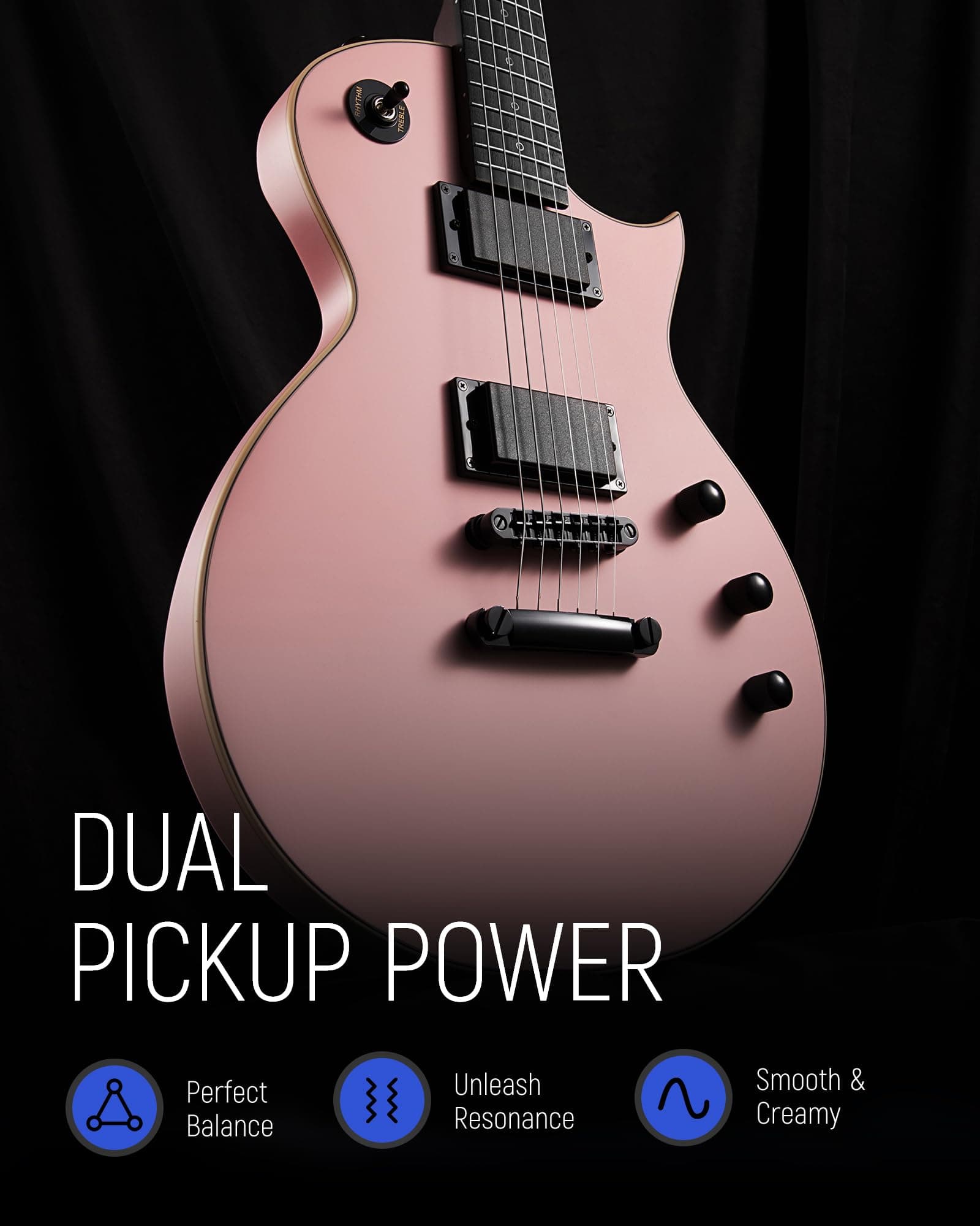 Fesley 39" LP Electric Guitar Kit, Full Size Solid Body Electric Guitars for Beginners with Humbucker Pickups, Poplar Body, Mahogany Neck,22 Frets,6 String Guitar with Gig Bag,Cable,FLP350,Matte,Pink