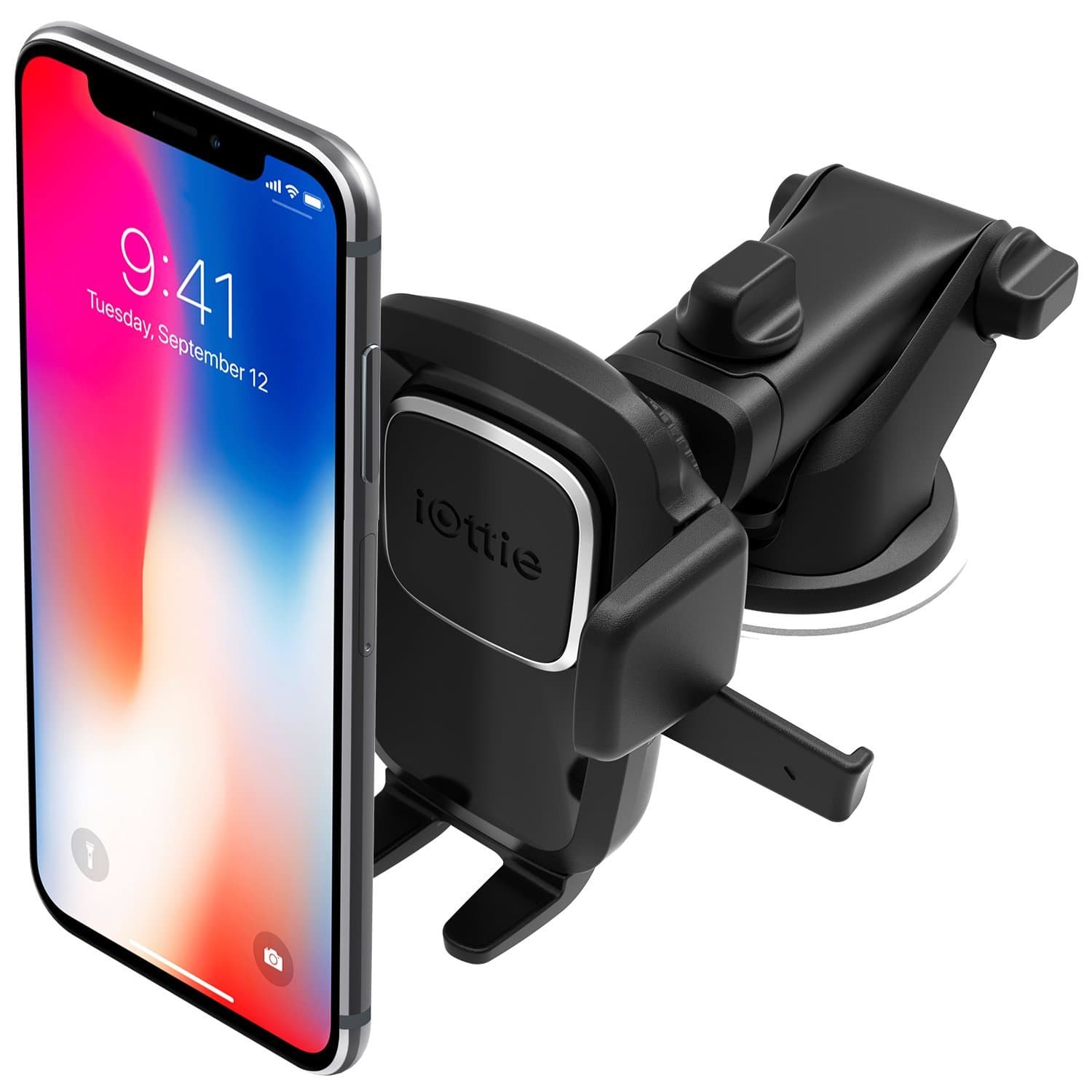Easy One Touch Classic Car Phone Holder for Dashboard & Windscreen – Universal Mount with One-Touch Lock, Adjustable Arm, Strong Suction – Fits iPhone, Samsung & Smartphones