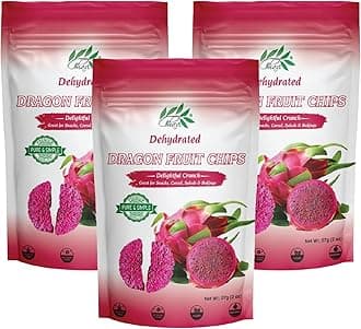 Dragon Fruit Chips - Pack of 3 x 2 Oz - Healthy 1 Ingredient Superfood Snack - No Added Sugars or Preservatives - Non-GMO, Vegan, Gluten-Free (Pack of 3)…
