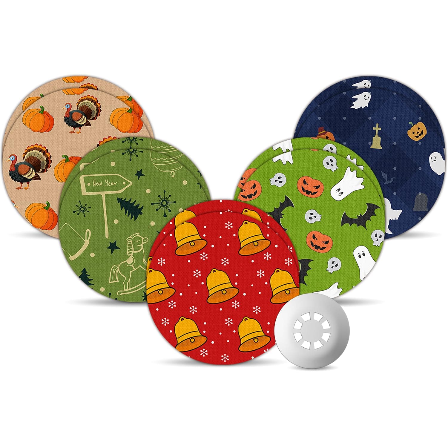 Libre 3 Sensor Covers Waterproof Christmas, Amolyfe 10-Pack Freestyle Libre 3 Covers, Bump-Proof with Hard Cap, Waterproof Breathable Medical CGM Adhesive Patches, 14-Day CGM Protection