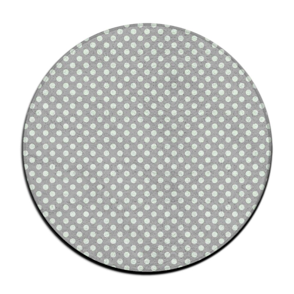 Yo Ou Round Area Rug Grey Spots White Dots Comfy Non-Slip Living Dining Room Rug Carpet Floor Mat Indoor Outdoor Mats Rug Pads