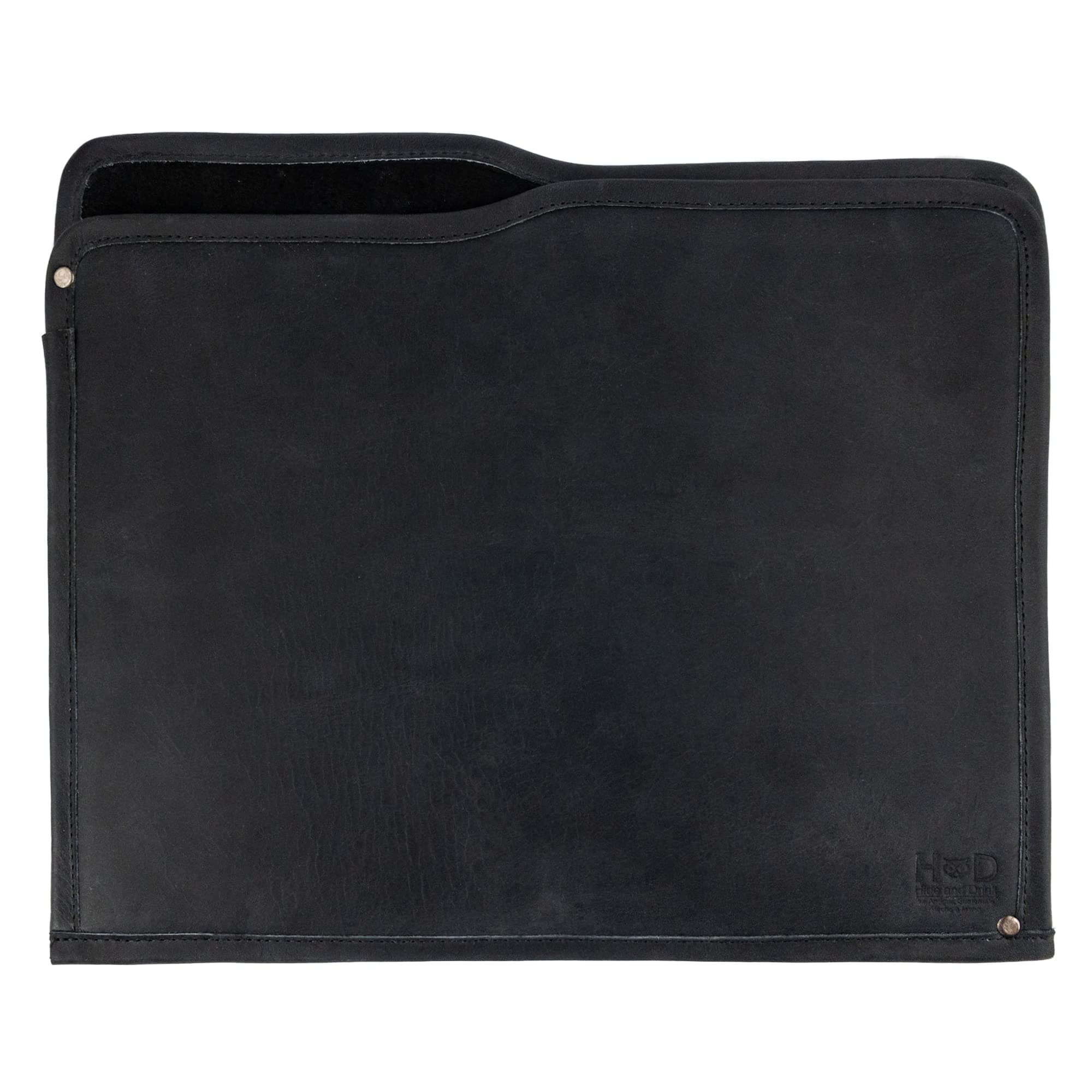 Hide & DrinkRustic Manila Folder Document Holder, Office and Work Essentials, Professional Case, Full Grain Leather, Handmade, Charcoal Black