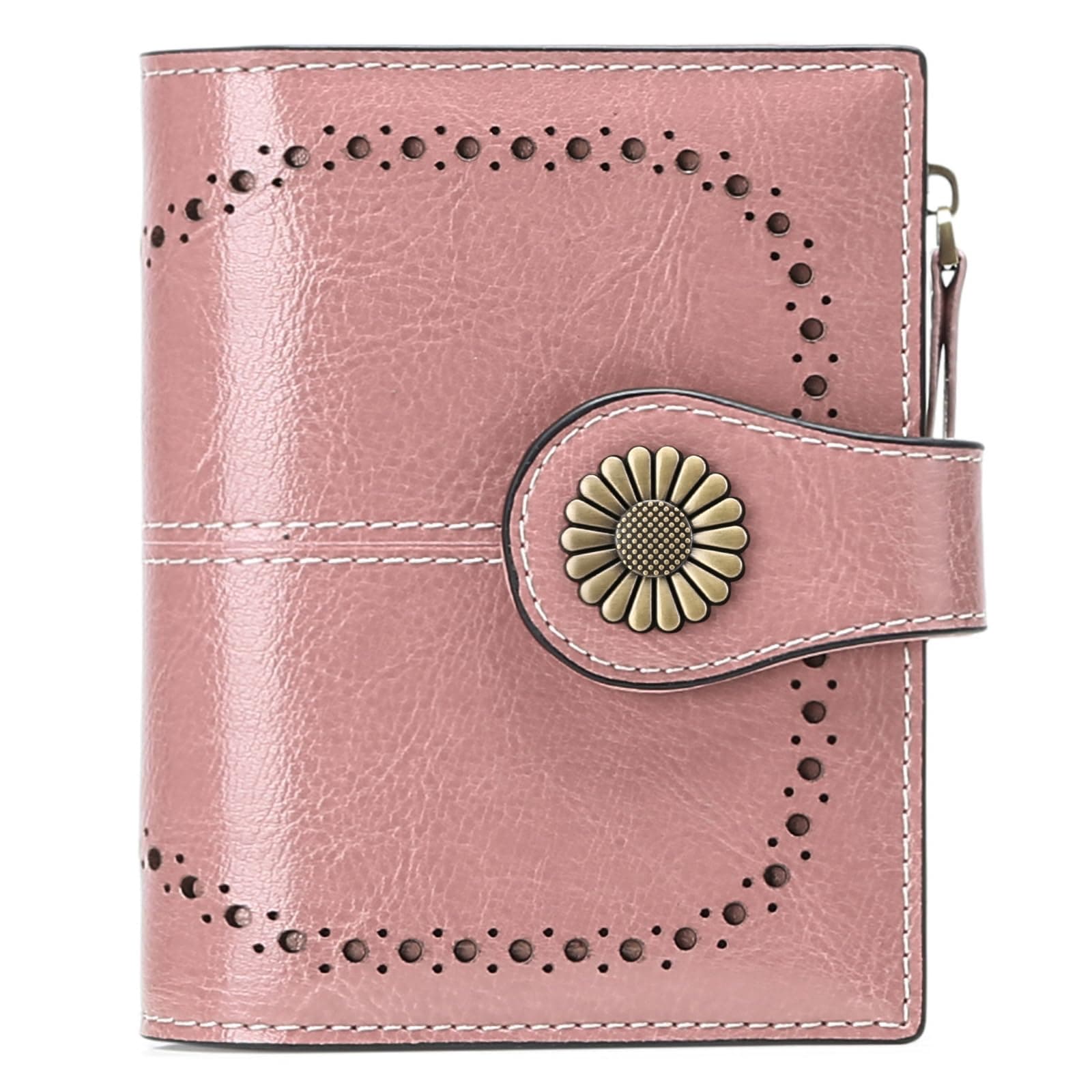 SENDEFN Small Womens Wallet Leather Bifold Card Holder RFID Blocking with Zipper Coin Pocket