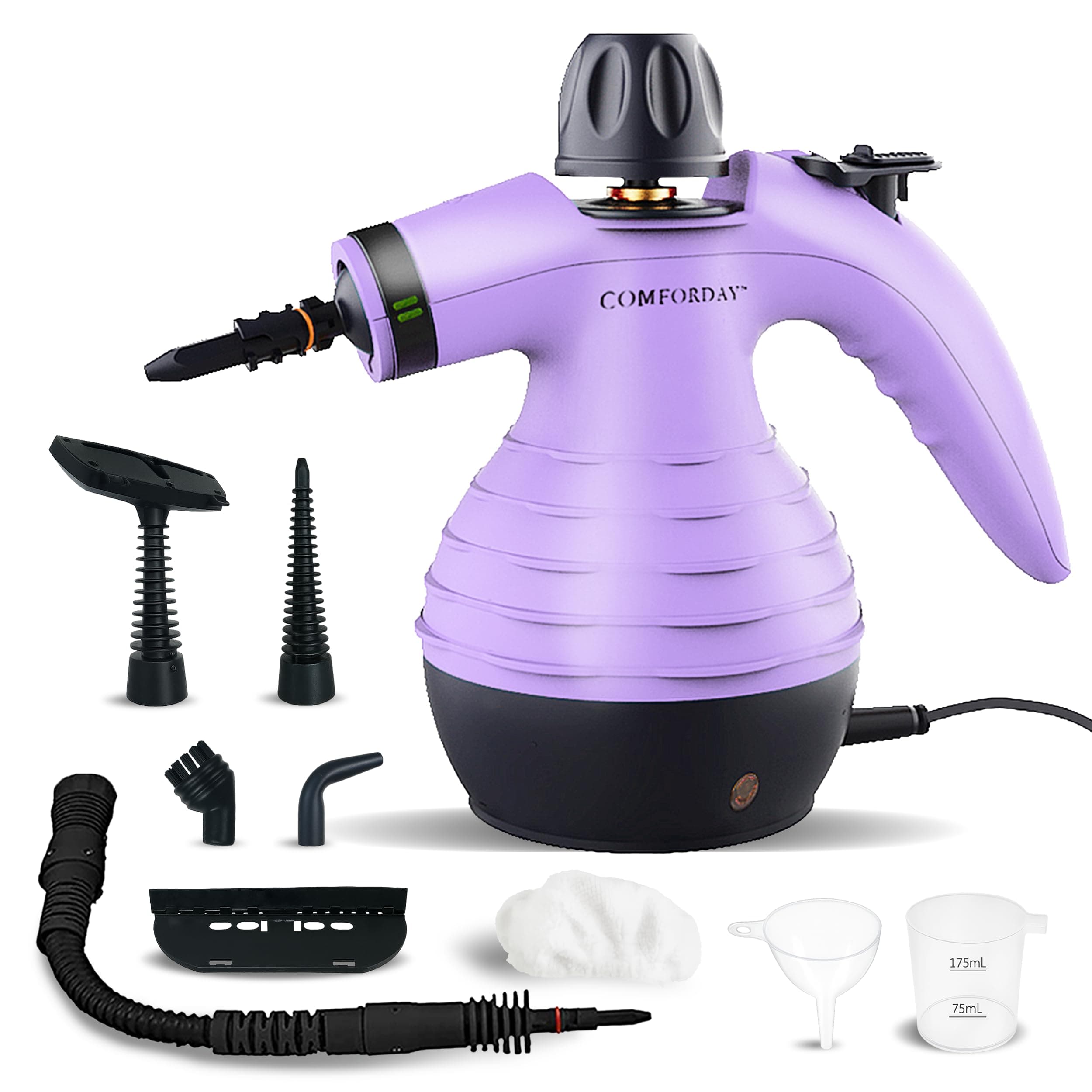Multi-Purpose Handheld Pressurized Steam Cleaner with 9-Piece Accessories, Handheld Steamer Perfect for Stain Removal, Curtains, Car Seats, Floor, Bathroom, Window Cleaning (Purple)