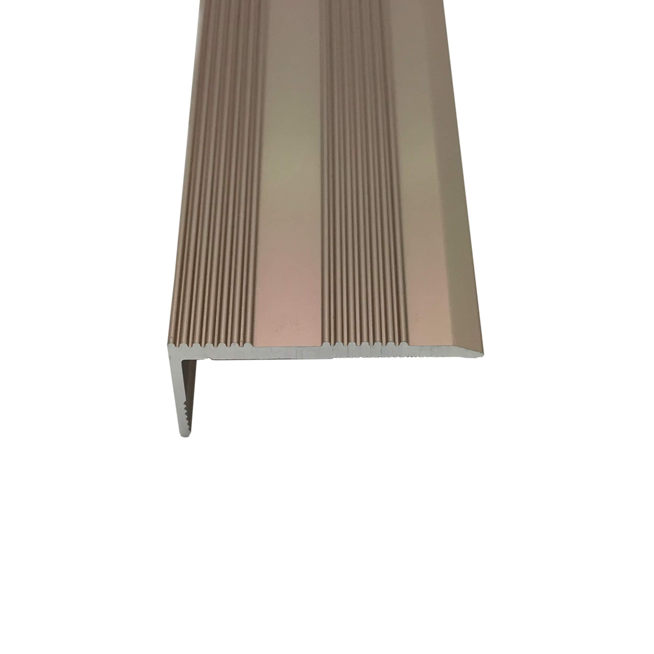 3ft - Stair Nosing 9mm - Stick-Down Edging Tread Strip - Tile/Laminate/Wood Aluminium to Vinyl or Carpet - Threshold Metal Door Trim/Edging - Bronze Colour