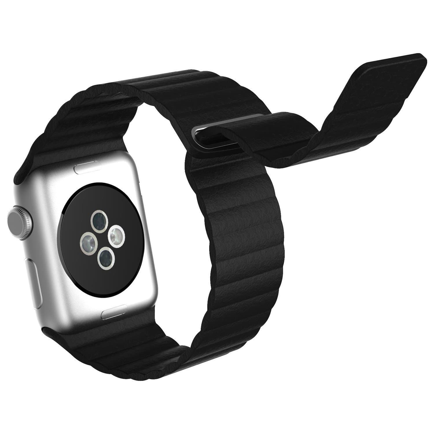 m memore Leather Loop Bracelet Strap Band For Apple Watch All Models (42mm, Black)