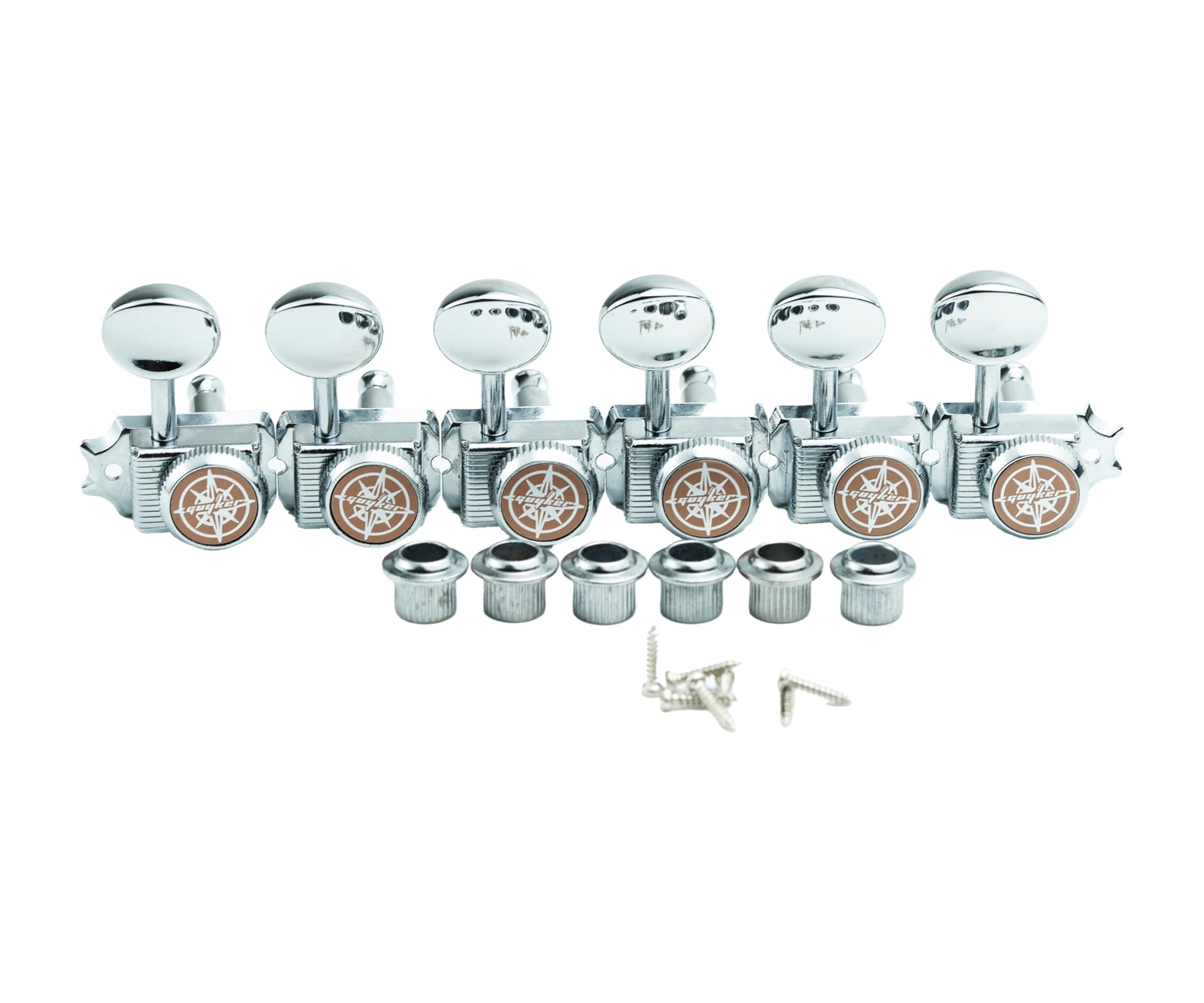 – 6 Inline Vintage Guitar Lock String Tuners – Locking Tuning Key Pegs Machine Heads Replacement for ST TL Style Electric, Folk or Acoustic Guitars – Chrome