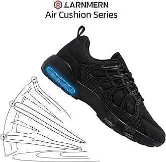 LARNMERN Waterproof Slip Resistant Work Shoes for Men Sneakers Working Chef Kitchen Restaurant Mens Slip Resistant Working Footwear Casual Air Cushion, Black 9.5