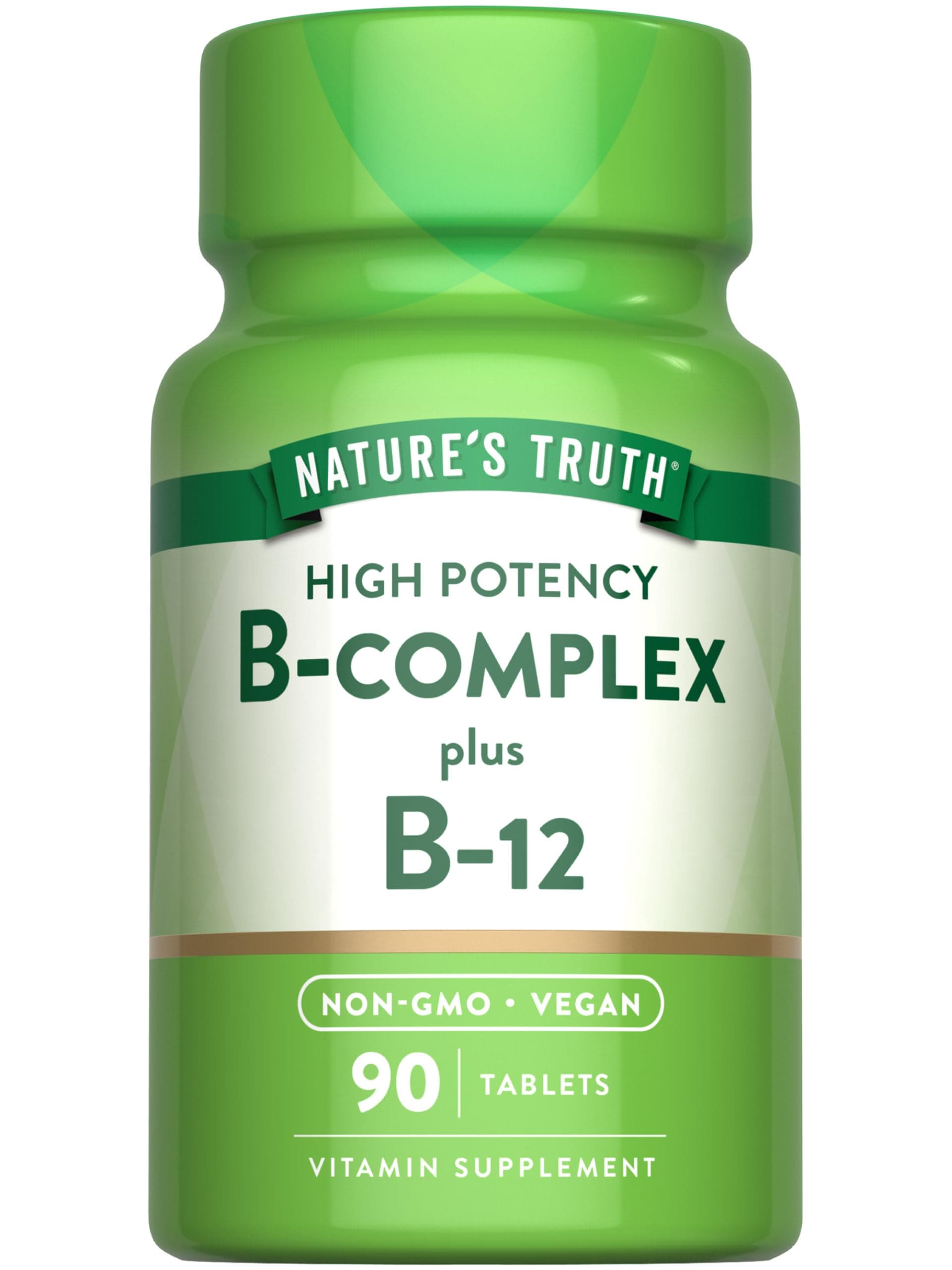 Nature's Truth Vitamin B Complex | Plus B12 | 90 Tablets | Vegetarian, Non-Gmo & Gluten Free | By