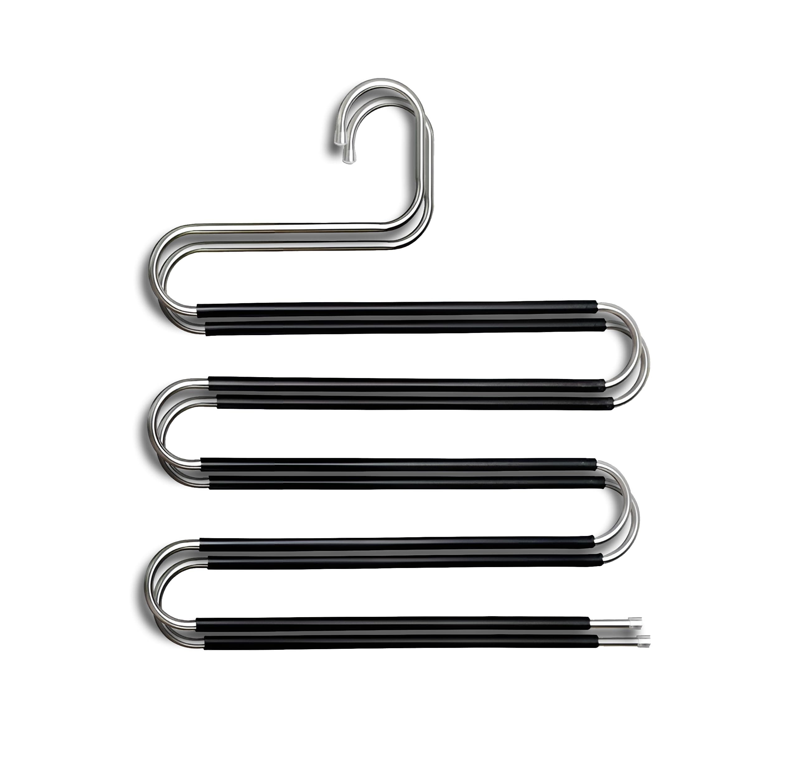 Red Dot Gift® Pack of 2 S-Shape Pants Hangers Space Save Non-Slip 2 Pack Trousers Hangers Stainless Steel Clothes Hangers Closet Storage Organizer for Pants Jeans Scarf Hanging