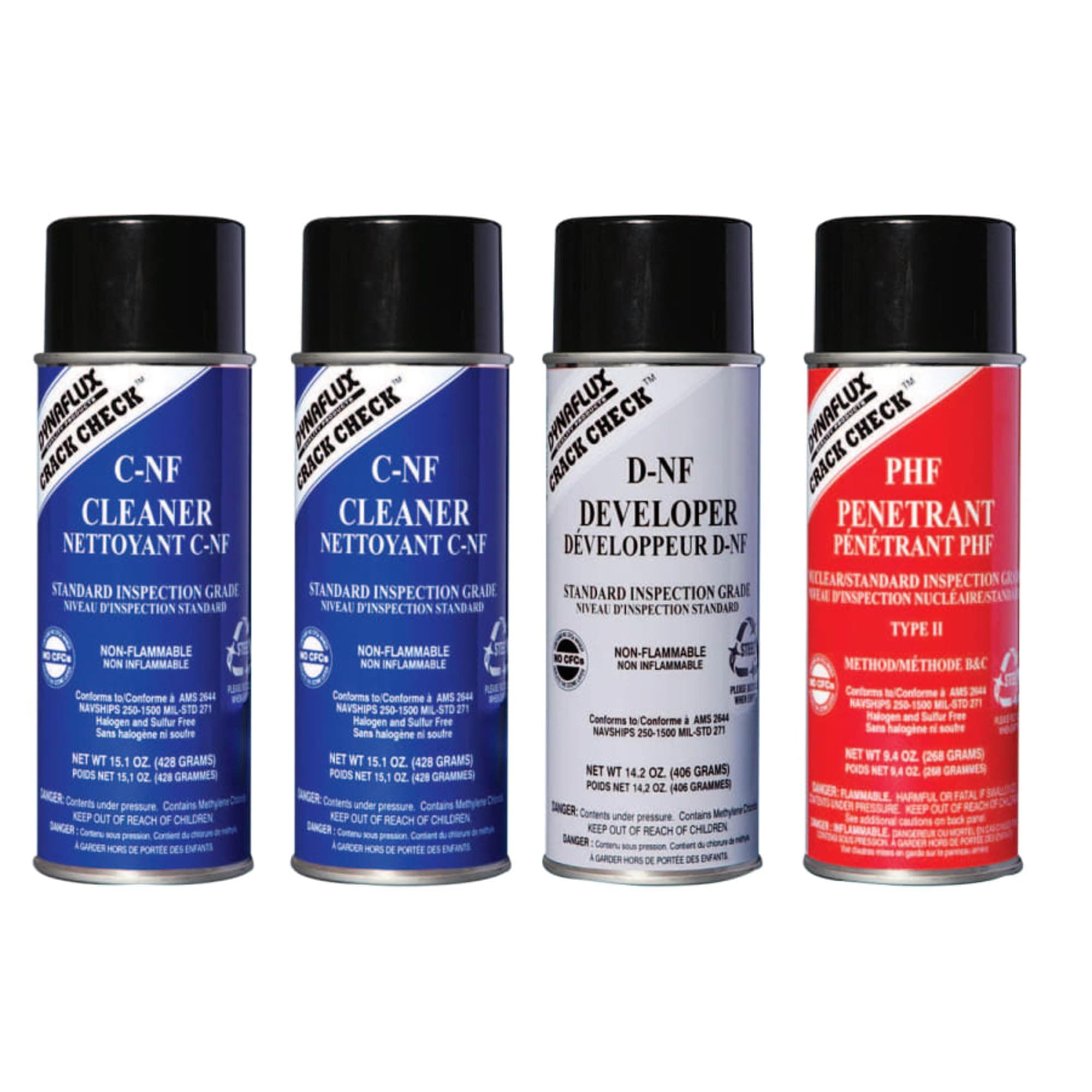 DF315KIT-S Crack Detection KIT and Components NONFLAMABLE NDT KIT, Four 16 Ounce CANS (MOQ=1, PKG Qty=1)