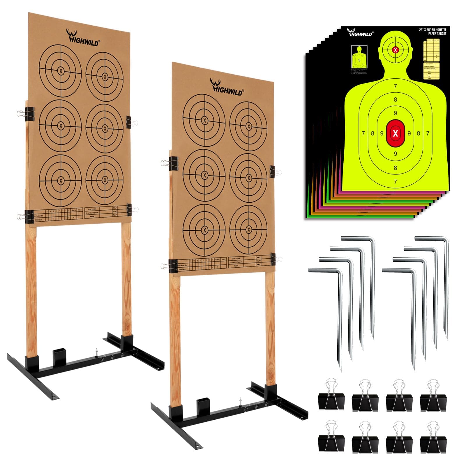 Adjustable Target Stand Base for Paper Shooting Targets Cardboard Silhouette - H Shape - USPSA/IPSC - IDPA Practice - 13" X 16" Cardboard Targets