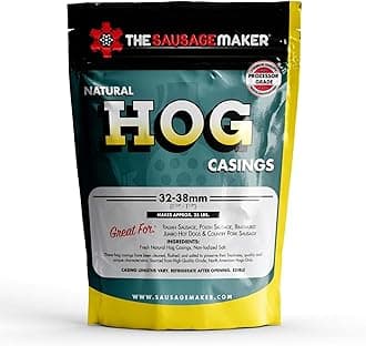 The Sausage Maker® Natural Hog Sausage Casings 32-38mm, Edible Casing For Sausage Making, Stuff Over 25 Lbs Meat, Breakfast, Italian, Polish, Bratwurst, Hot Dog, Pork Links, 1.2-1.5" Dia, Home Pack-2