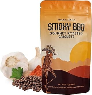 Tricky Cricky Edible Flavored Cricket Snacks for Humans - USA Grown - Unique & Healthy Gourmet Snacks for Adults - High Protein, Low Carb, Low Calorie Dried Edible Bugs for People - BBQ - 1 Oz