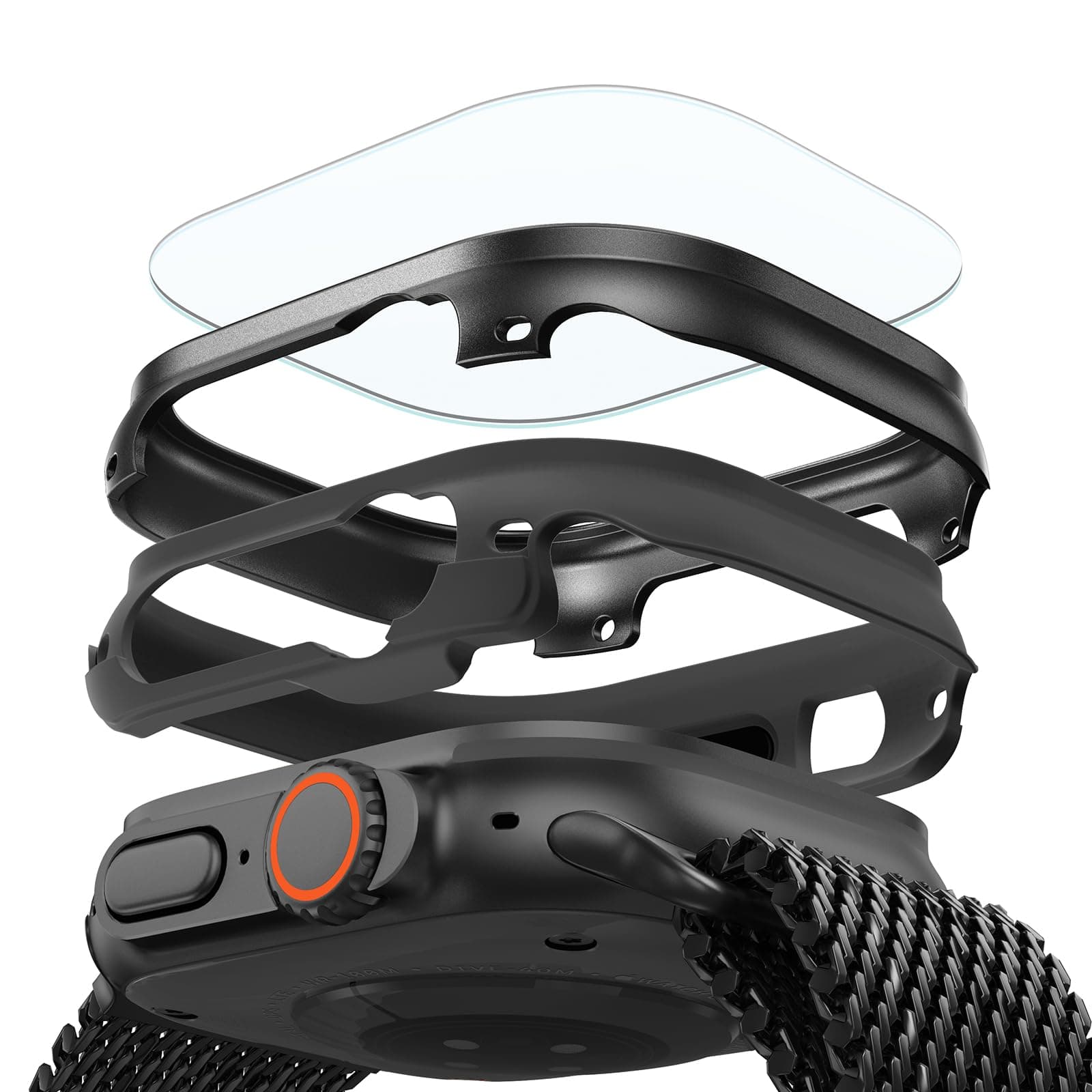 ESR for Apple Watch Ultra 3/2/1 Case with Screen Protector 49mm (2025/2024/2023/2022), Military Grade Protection, Aluminum Alloy Case with 2 Pack Armorite Glass Protector Set, Stay Original, Black