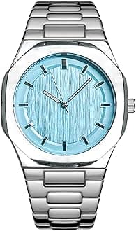 Wrist Watches for Men, Nautilus Stainless Steel Quartz Movement Date Luxury Diamond Style Men's Luminous Hands Casual Business Watches