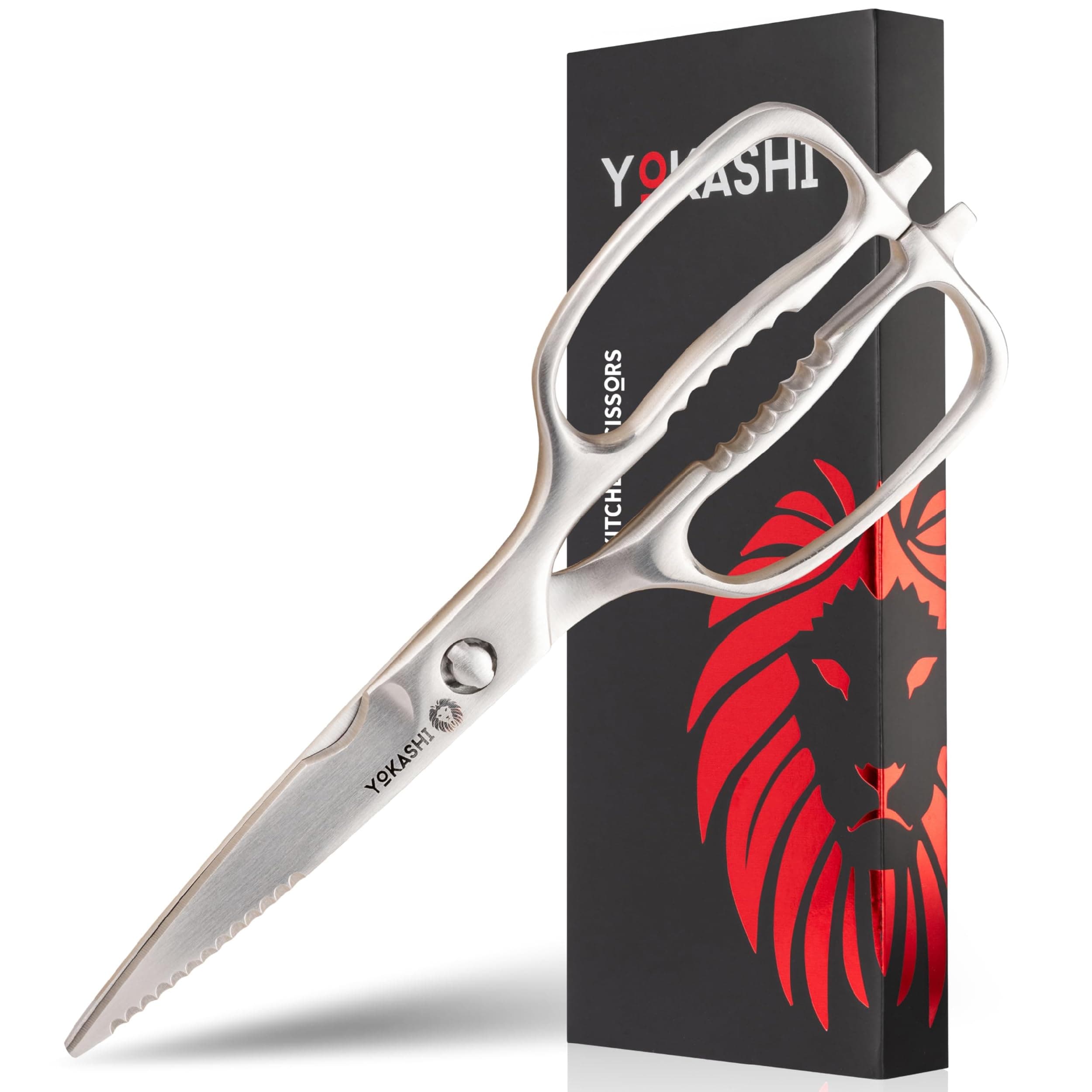 YOKASHIJapanese Scissors - Heavy Duty Kitchen Shears - Durable Poultry Shears - Sharp Kitchen Scissors for Precise Cutting of Food - All Purpose for Professional Chefs & Home Cooks - Dishwasher Safe