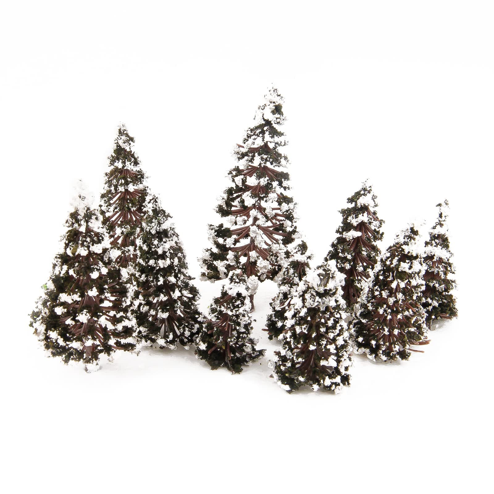 Yetaha 16PCS Mixed Scale Snow-Covered Cedar Trees, Winter Pine Tree Models 6/8/10/12cm, Miniature Trees for Diorama & Model Train Scenery, Village, Railway, Winter Landscape (4pcs Each Size)
