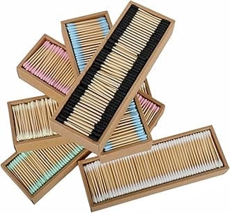 2000 PCs Premium Cotton Swabs Natural Cotton Buds Biodegradable Organic Double Tips for Ear Wax Removal (2000PCs,Mixed Colors)