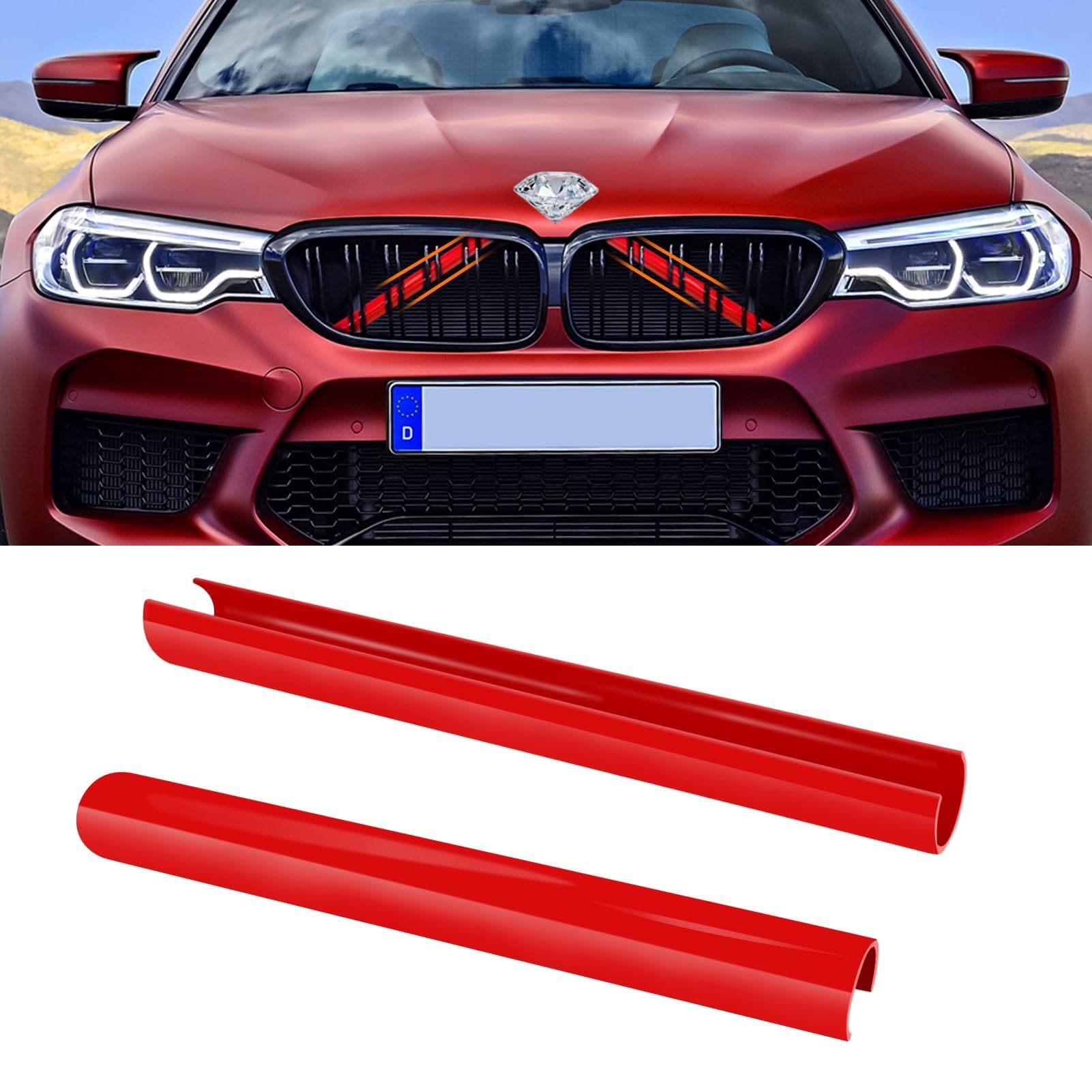 TTCR-II 2PCS Grille Insert Trims Stripe Compatible with BMW 1 2 3 4 5 6 7 Series