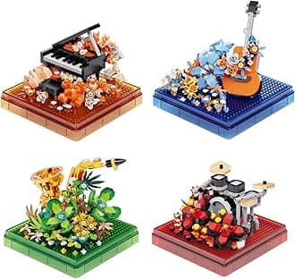 Musical Instruments Micro Block Building Sets,Classical Famous Building Block Set,3000 PCS for Adults and Teens,Piano,Saxophone,Guitar and Drum Set with Clear Plastic Cover