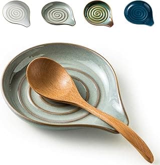 Spoon Rest, 5" Large Spoon Holder for Stove Top Ceramic Spoon Rest Heat-Resistant Spatula Rest for Kitchen Utensils, Ladle, Coffee Spoons, Cooking Spoons, Spatula, Tongs, Unique Gray