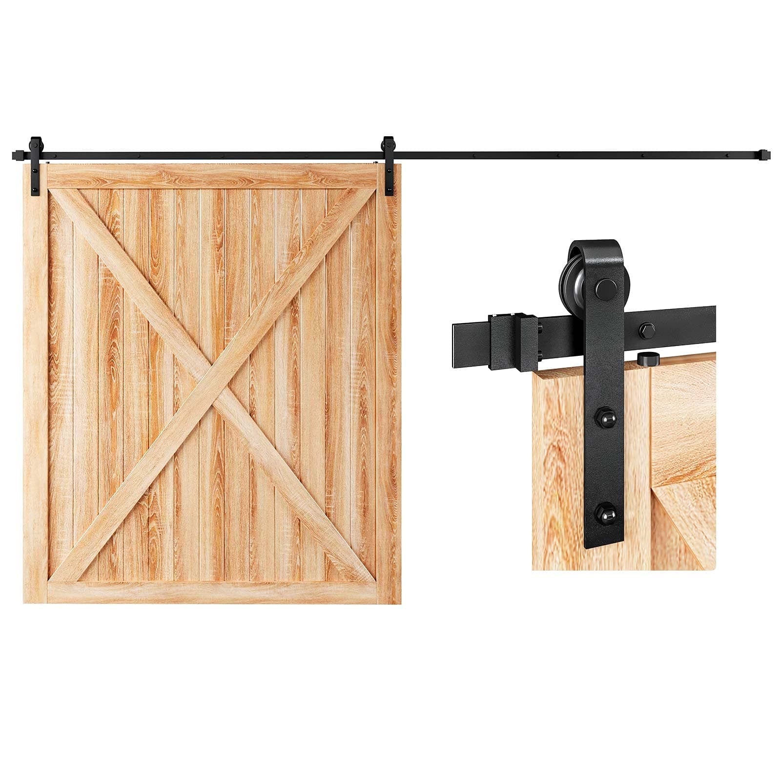 12 FT Sliding Barn Door Hardware Track Kit,Basic J Pulley,Slide Smoothly Quietly,Easy Install (12FT Track Kit for 72" Wide Single Door)