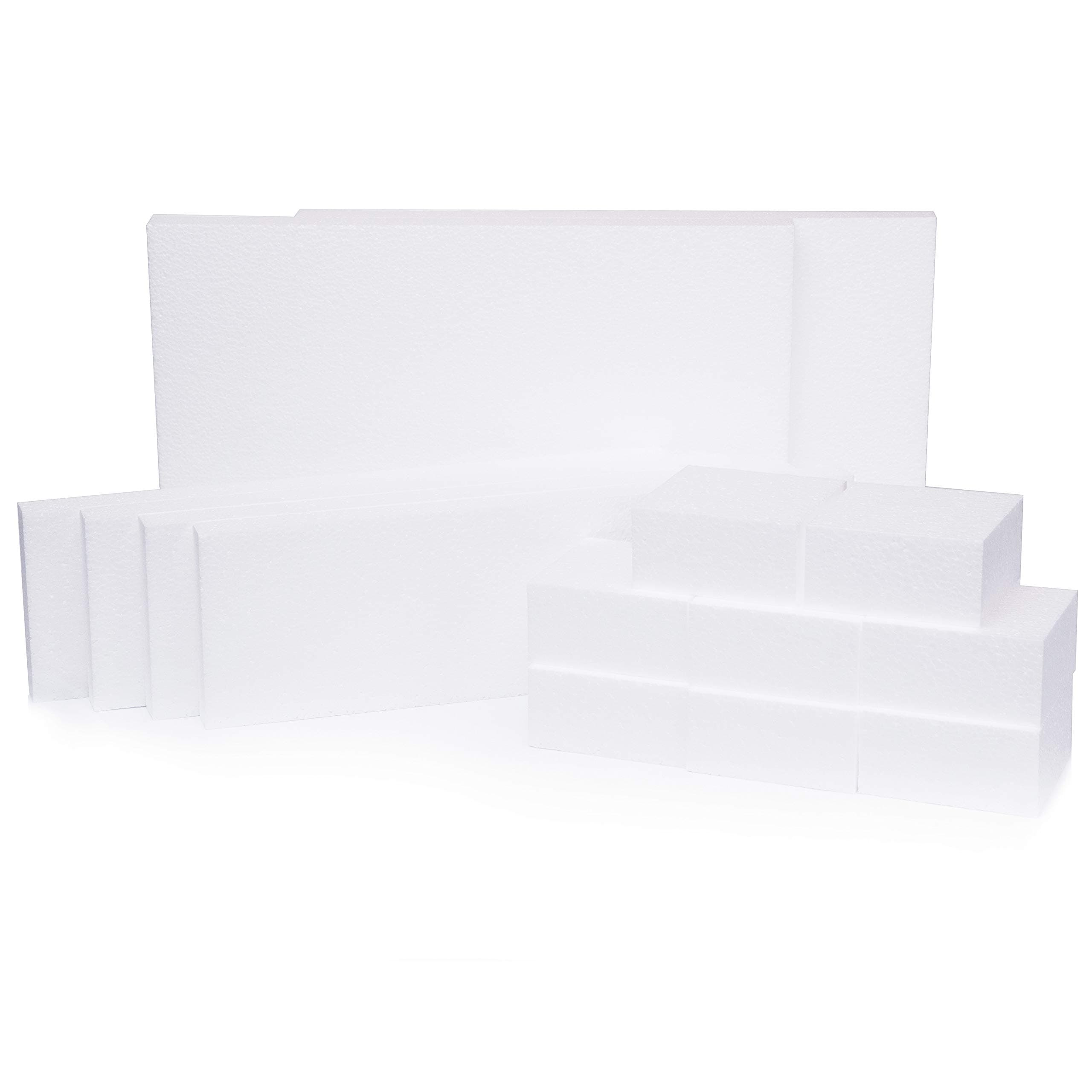 Silverlake Craft Foam Blocks - Variety Pack - EPS Polystyrene Blocks for Crafting, Modeling, Art Projects and Floral Arrangements - Sculpting Sheets for DIY School & Home Art Projects