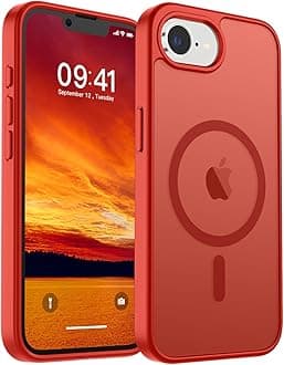 SUPFINE Magnetic for iPhone 16e Case 2025 (Compatible with MagSafe)(Military Grade Drop Protection) Slim Translucent Matte Shockproof with Anti-Fingerprint Phone Case,Red