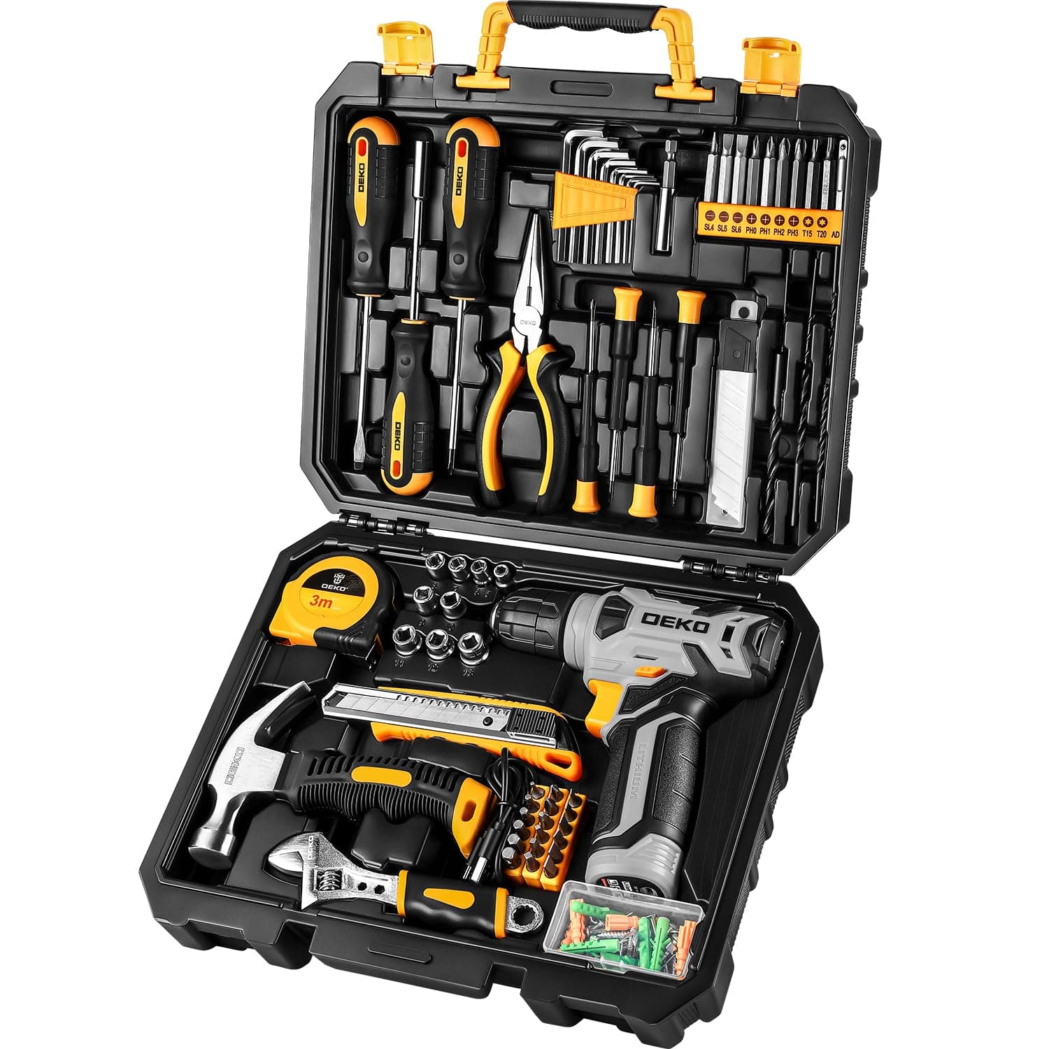 Tool Set：Tool Kit with 8V Cordless Drill,Tool Box with Drill,Hand Drill Set for Men & Women,Home Tool Kits for House Repair,Handyman,DIY 126 Piece