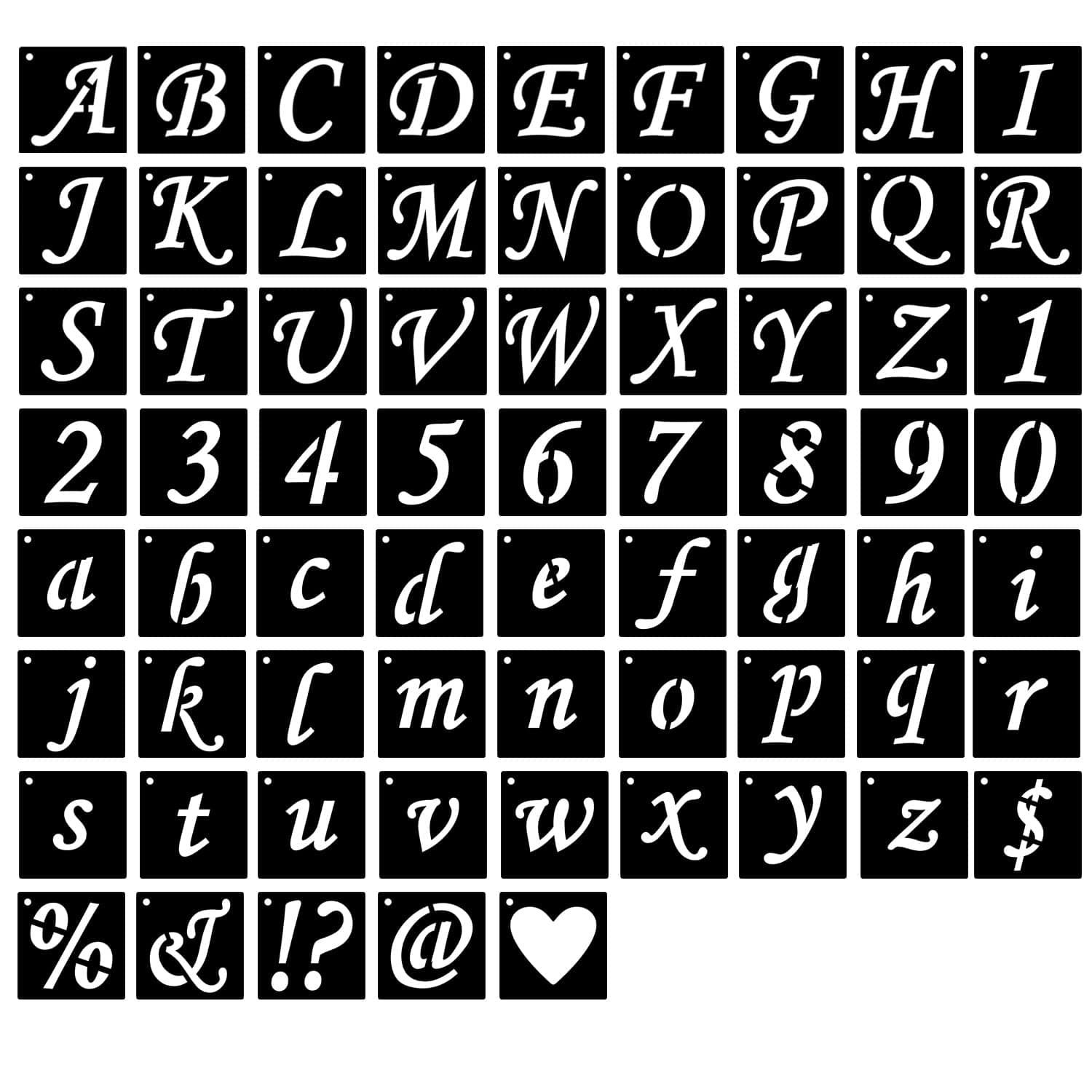 Eage Alphabet Letter Stencils 1 inch, 68 Pcs Reusable Plastic Letter Number Symbol Stencil Kit for Painting on Wood, Wall, Fabric, Rock, Chalkboard, Signage