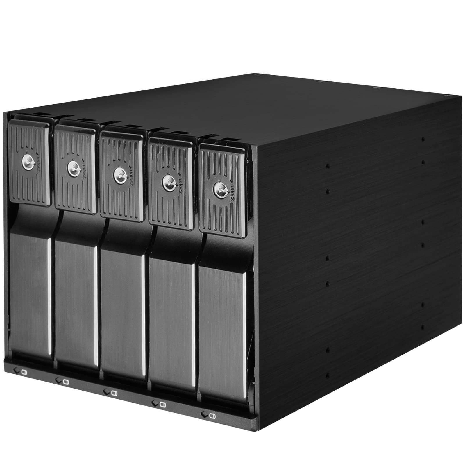 Silverstone Technology FS305-12G Three 5.25" to Five 3.5" hot-swap SATA/SAS Hard Drive cage, up to 12Gbit/s Transfer Rate with All Aluminum Construction, SST-FS305-12G