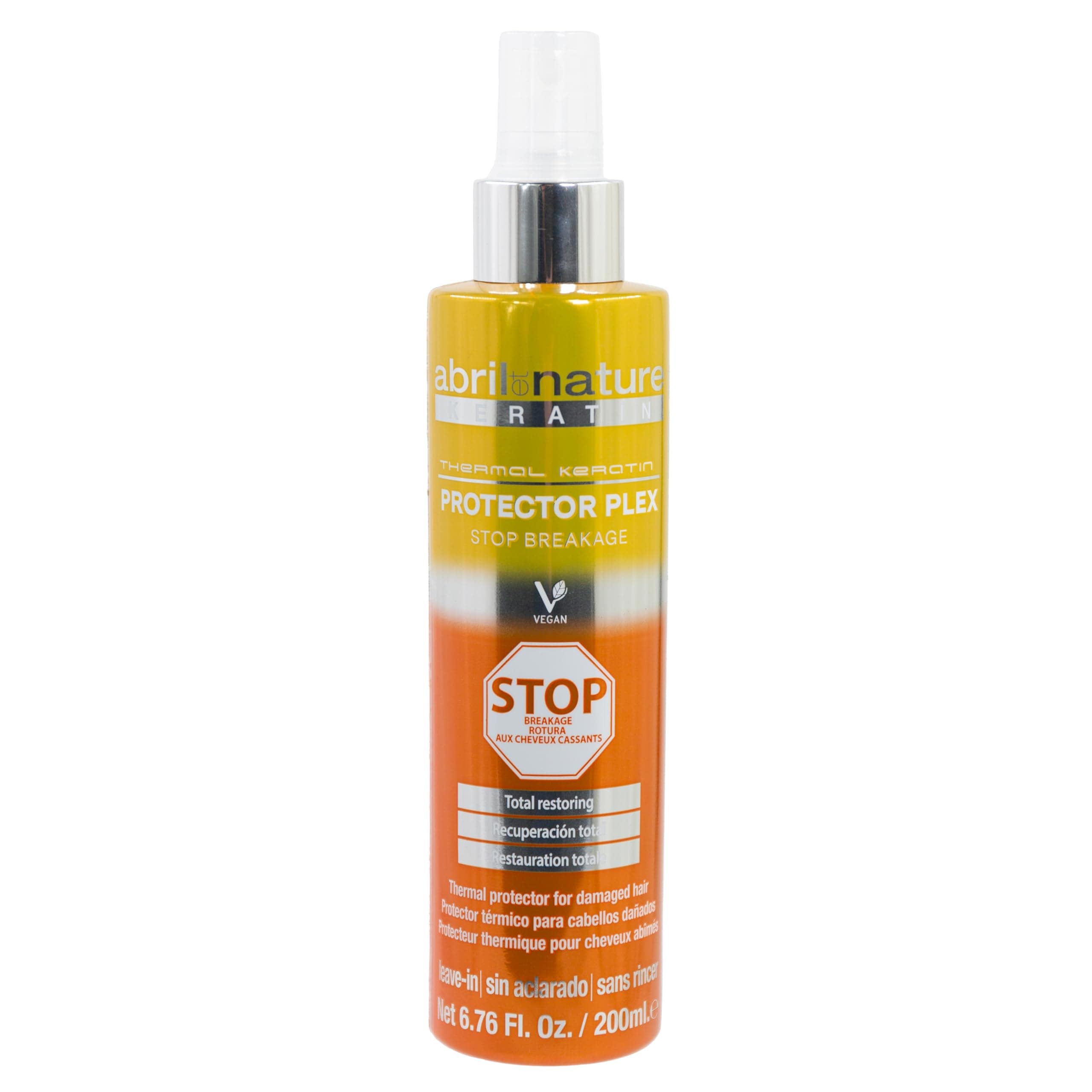 abril et nature - Plex Thermal Protector, STOP Breakage - Ideal for Dry and/or Damaged Hair - Protects Hair from Straighteners and Hair Dryers - With Keratin - 200 ml
