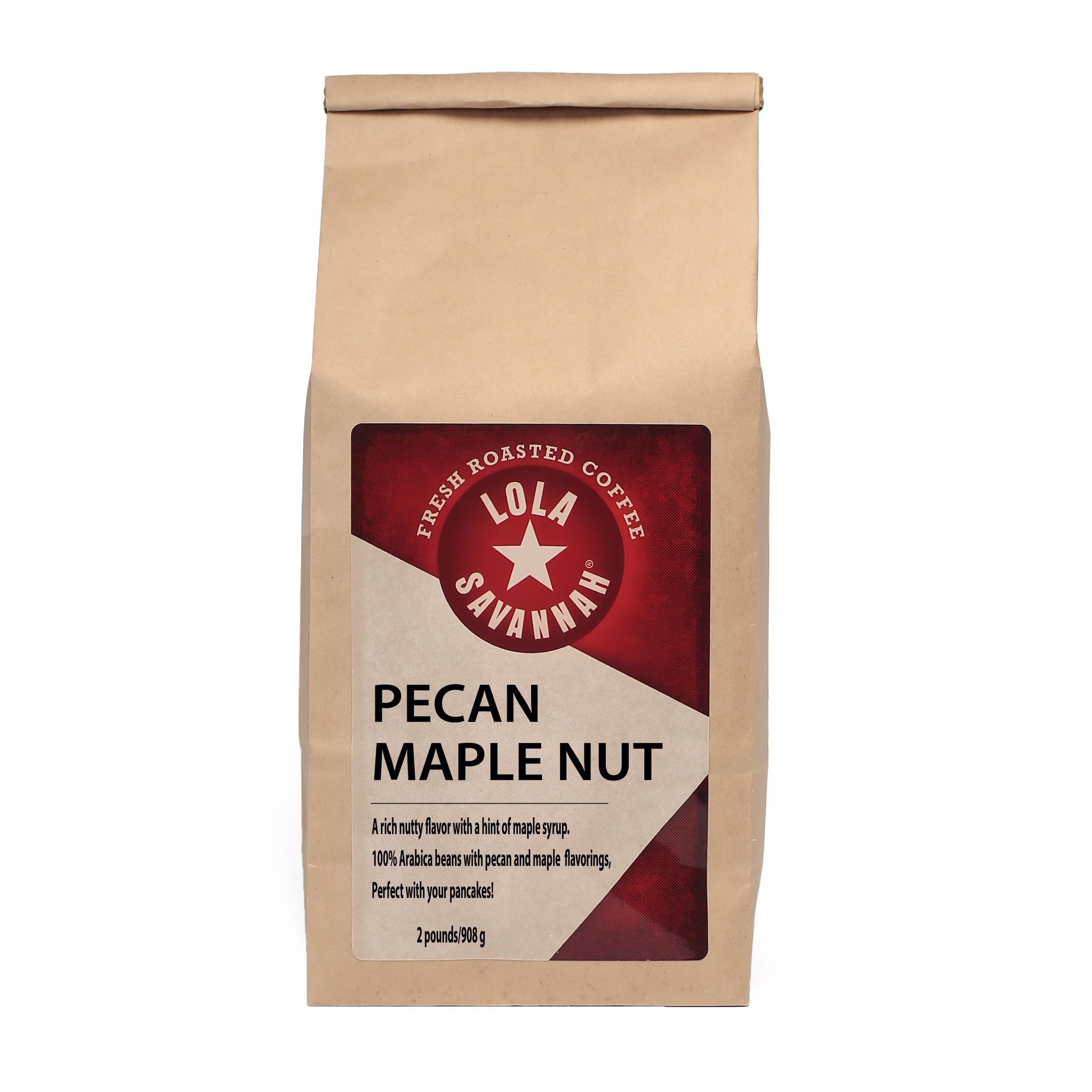 Lola Savannah Pecan Maple Nut Flavored Whole Bean Caffeinated Coffee, 2lb