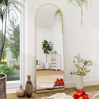 BEAUTYPEAK Arch Mirror Full Length, Floor Length Mirror, 59"x16" Wall Mirror Full Length, Floor Mirror Aluminum Alloy Frame Full Body Mirror for Bedroom, Dressing Room, Gold