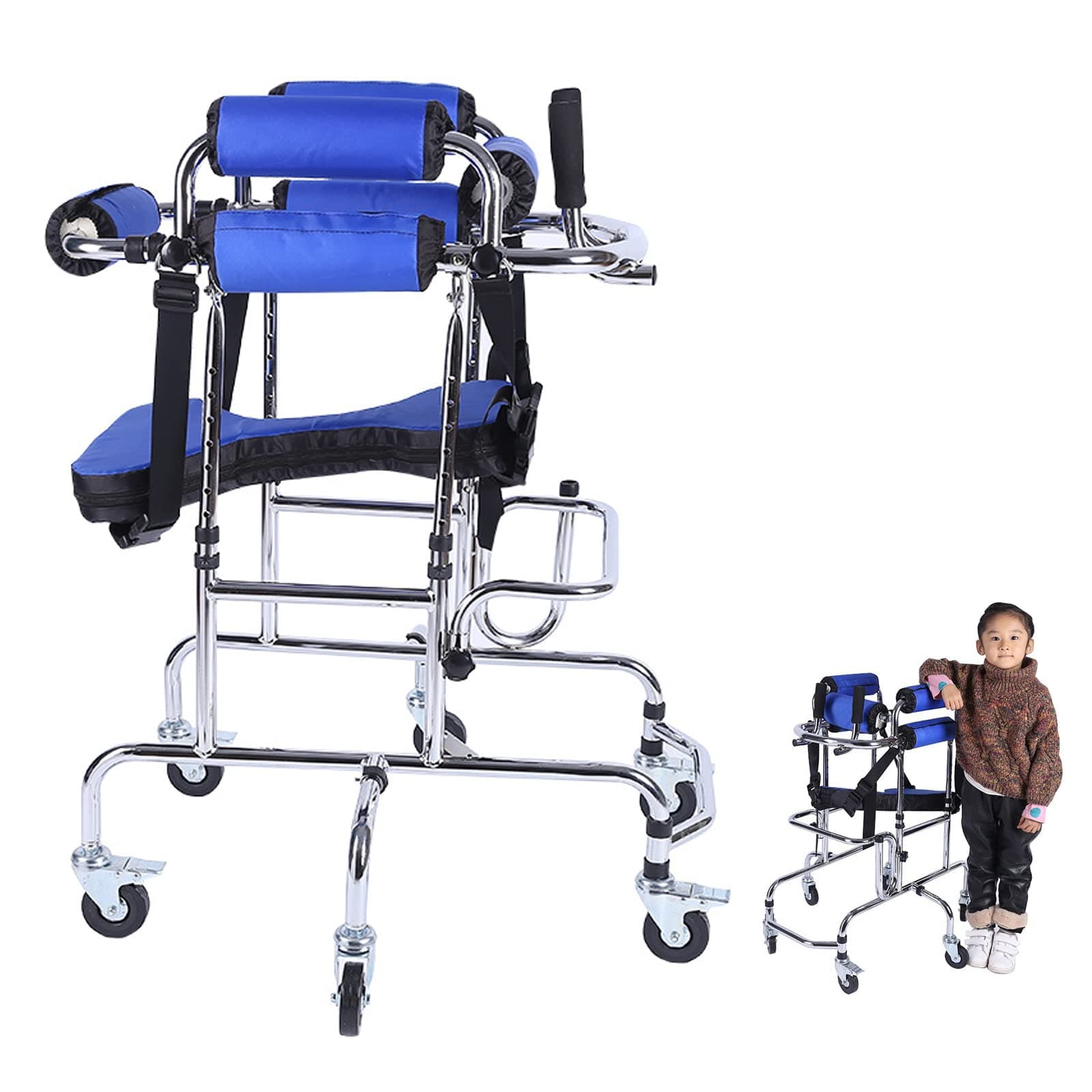 Disabled Walking Aids - Foldable Design Walker for Child, Adjustable Height Width Medical Walker, Comfortable Foam Armrest Mobility Rollator, Suitable for All Children Between 35in-51in