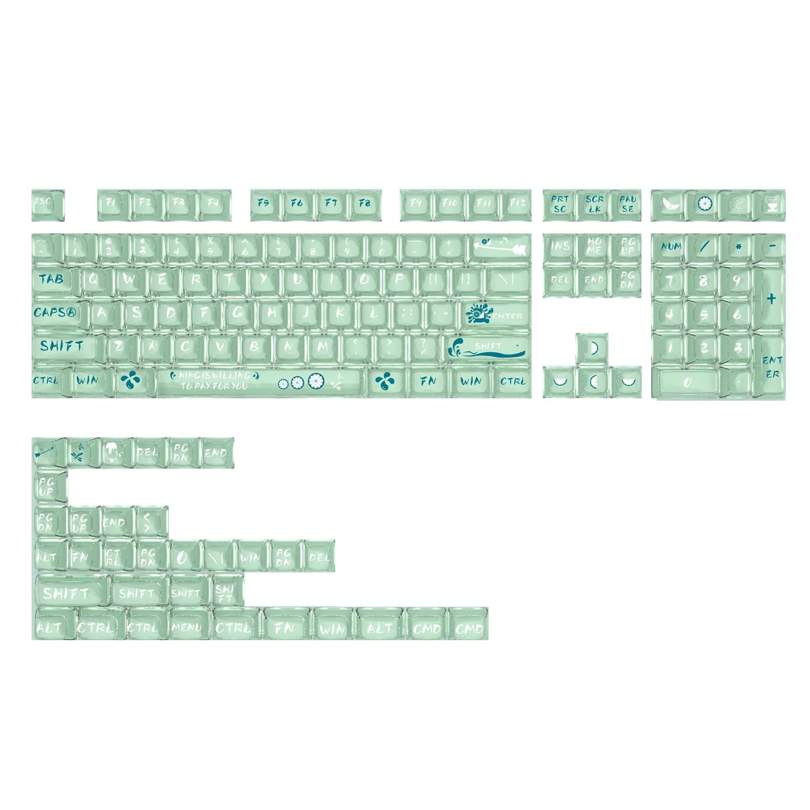 EPOMAKER Coolkiller Summer Lemon 142 keycap Set, High Transparent PC SA Profile Keys for Mechanical Gaming Keyboard