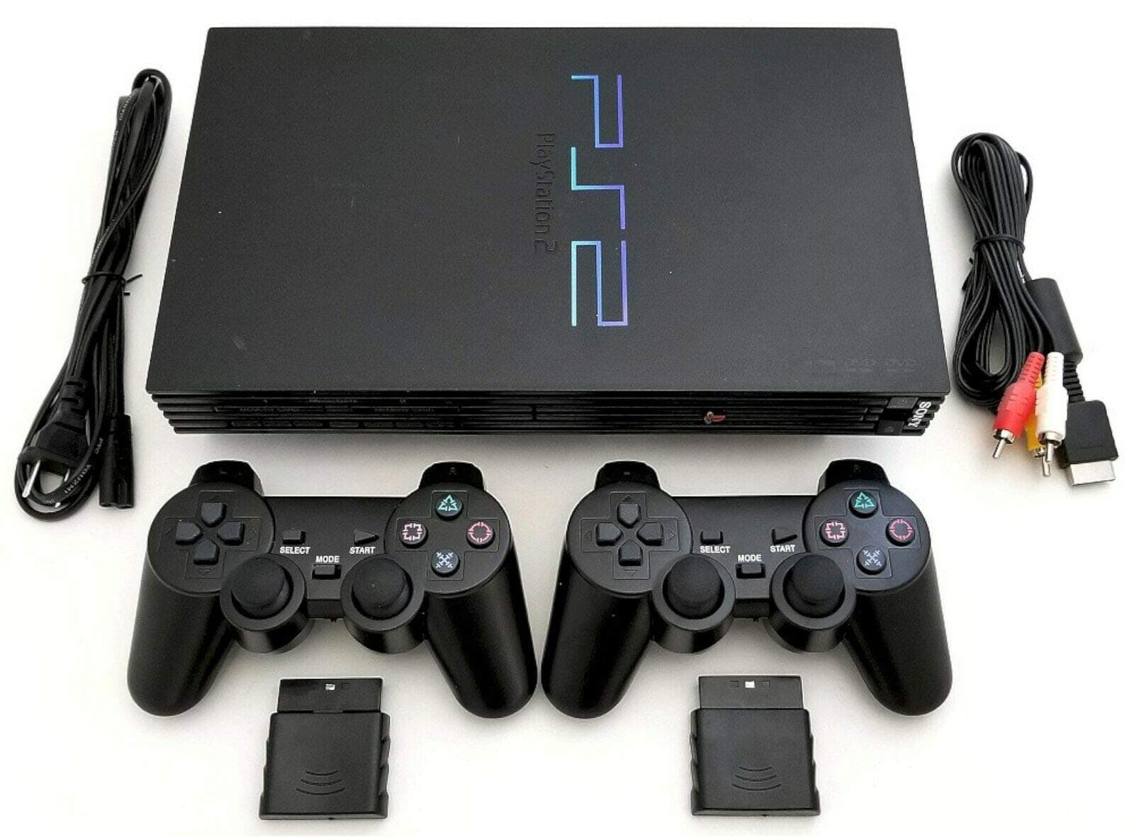 Sony PS2 Game System Gaming Console with 2 WIRELESS CONTROLLERS PLAYSTATION-2 Black (Renewed)
